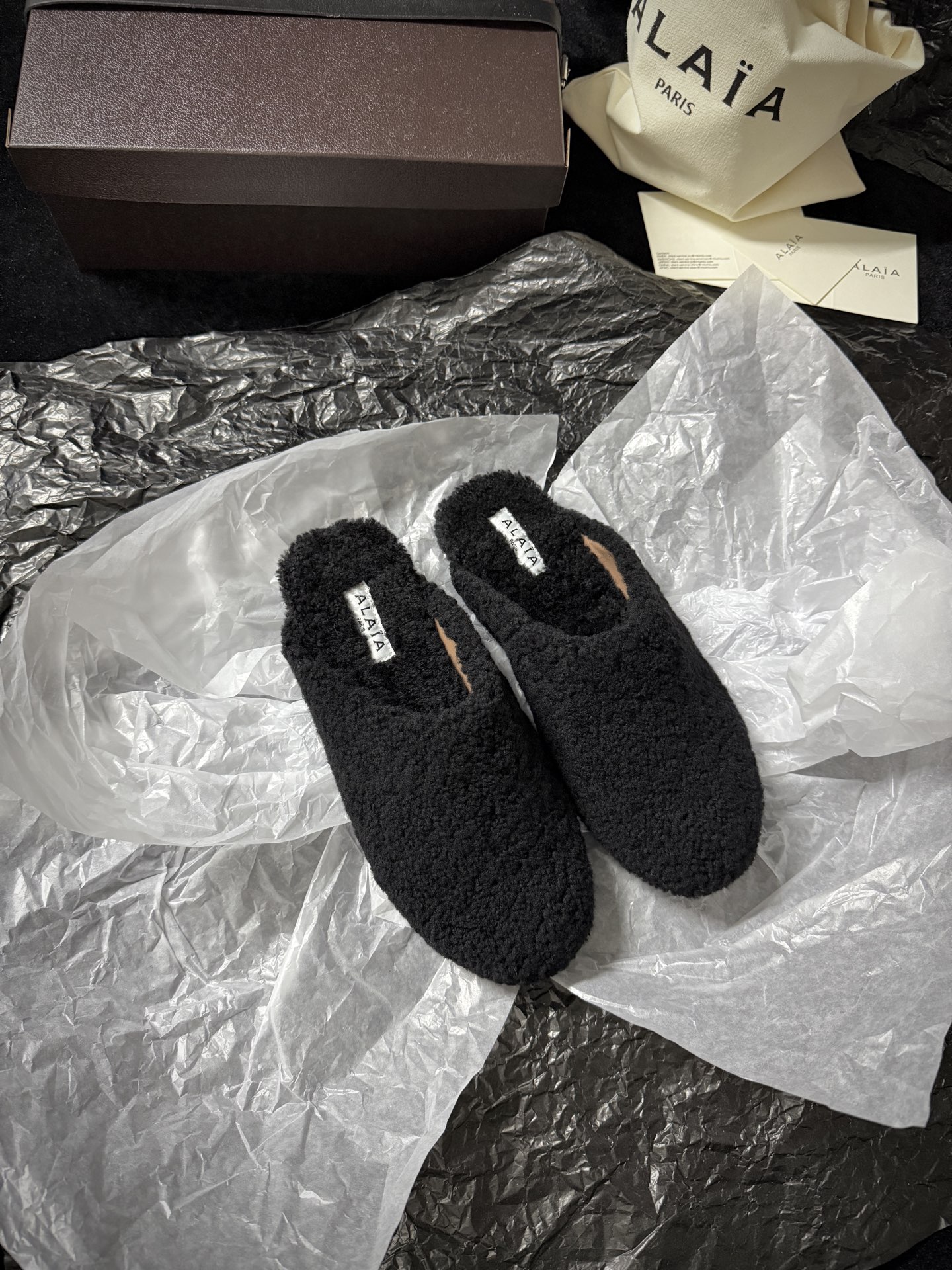 ALAIA Plush Mule Slippers