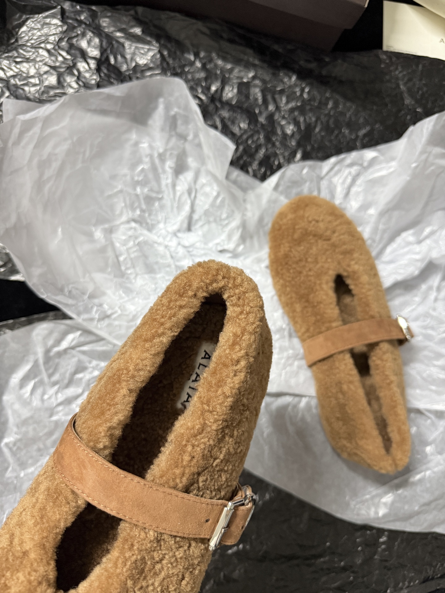 ALAIA Plush strap shoes