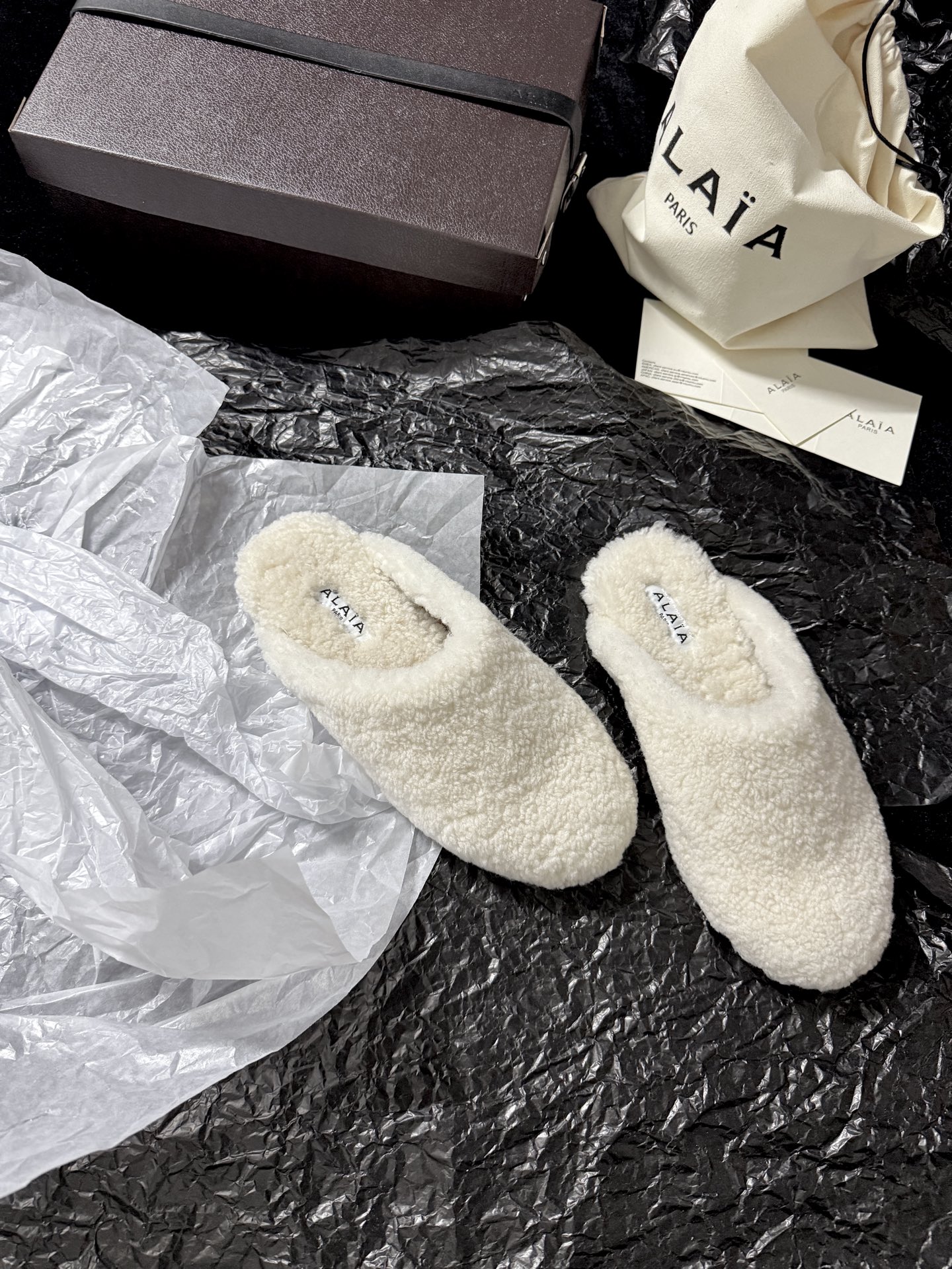ALAIA Plush Mule Slippers