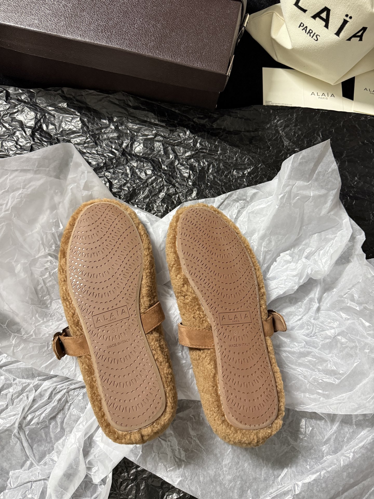 ALAIA Plush strap shoes