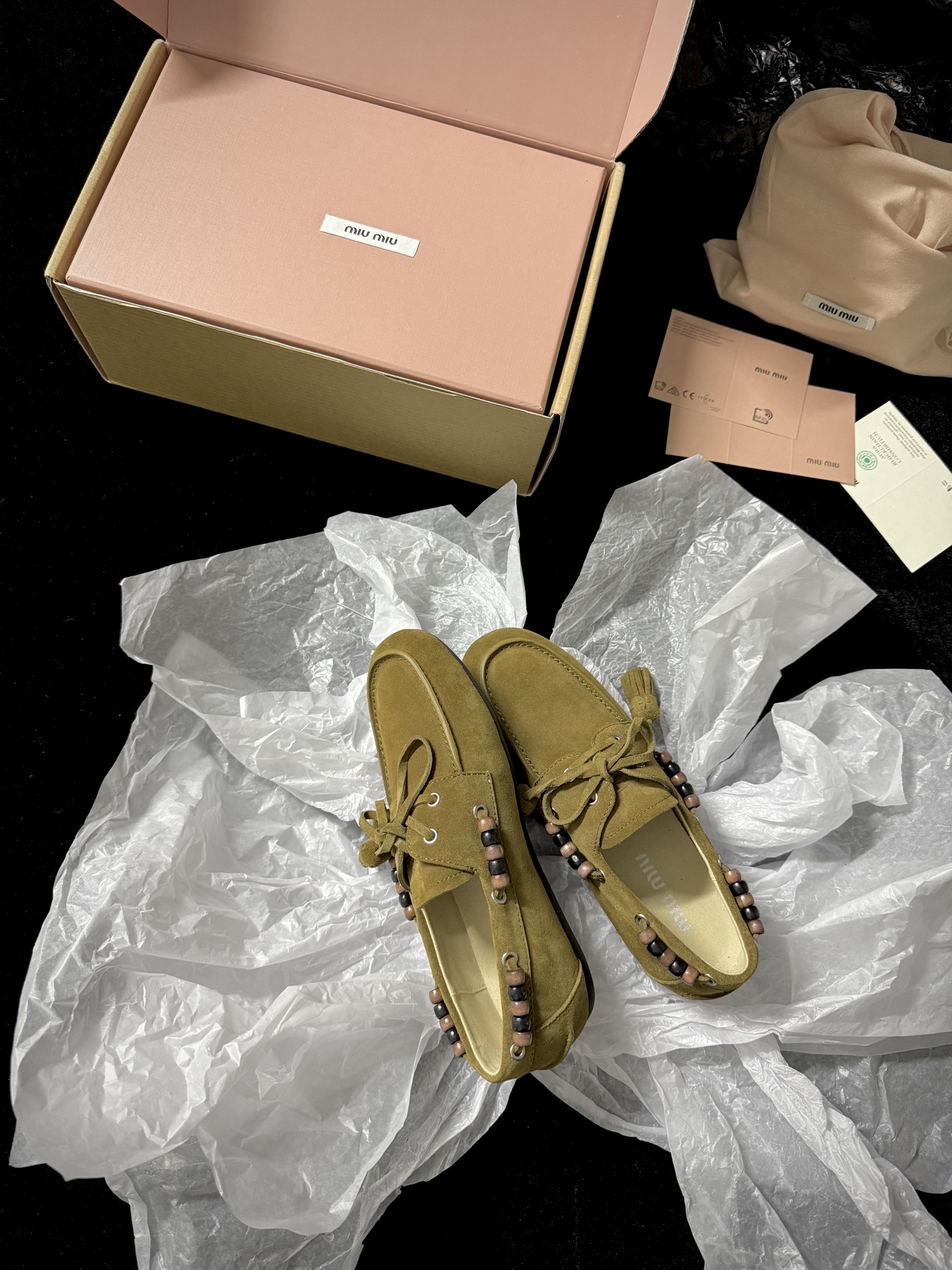 Miu Miu Beaded Tassel Loafers