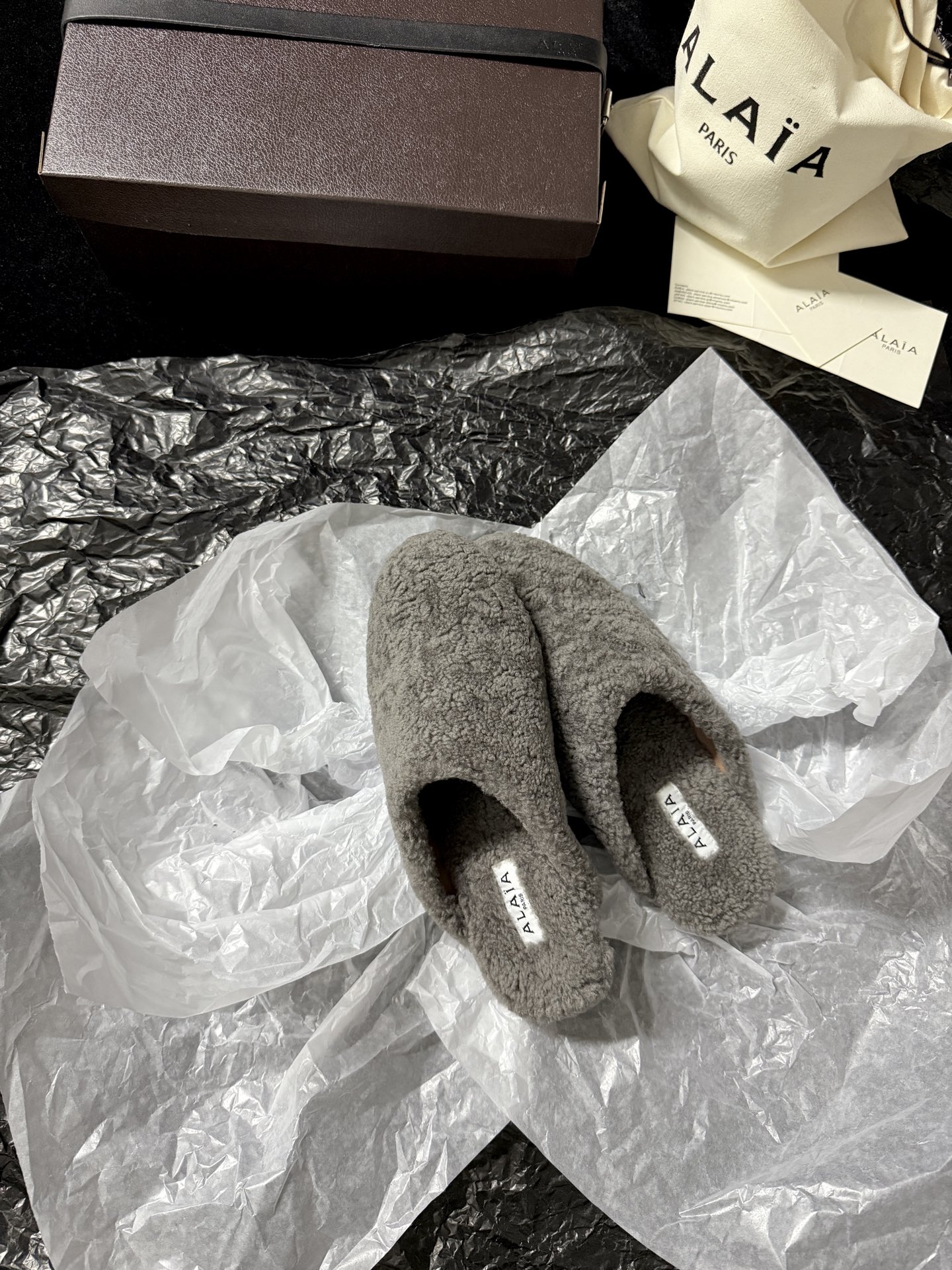 ALAIA Plush Mule Slippers