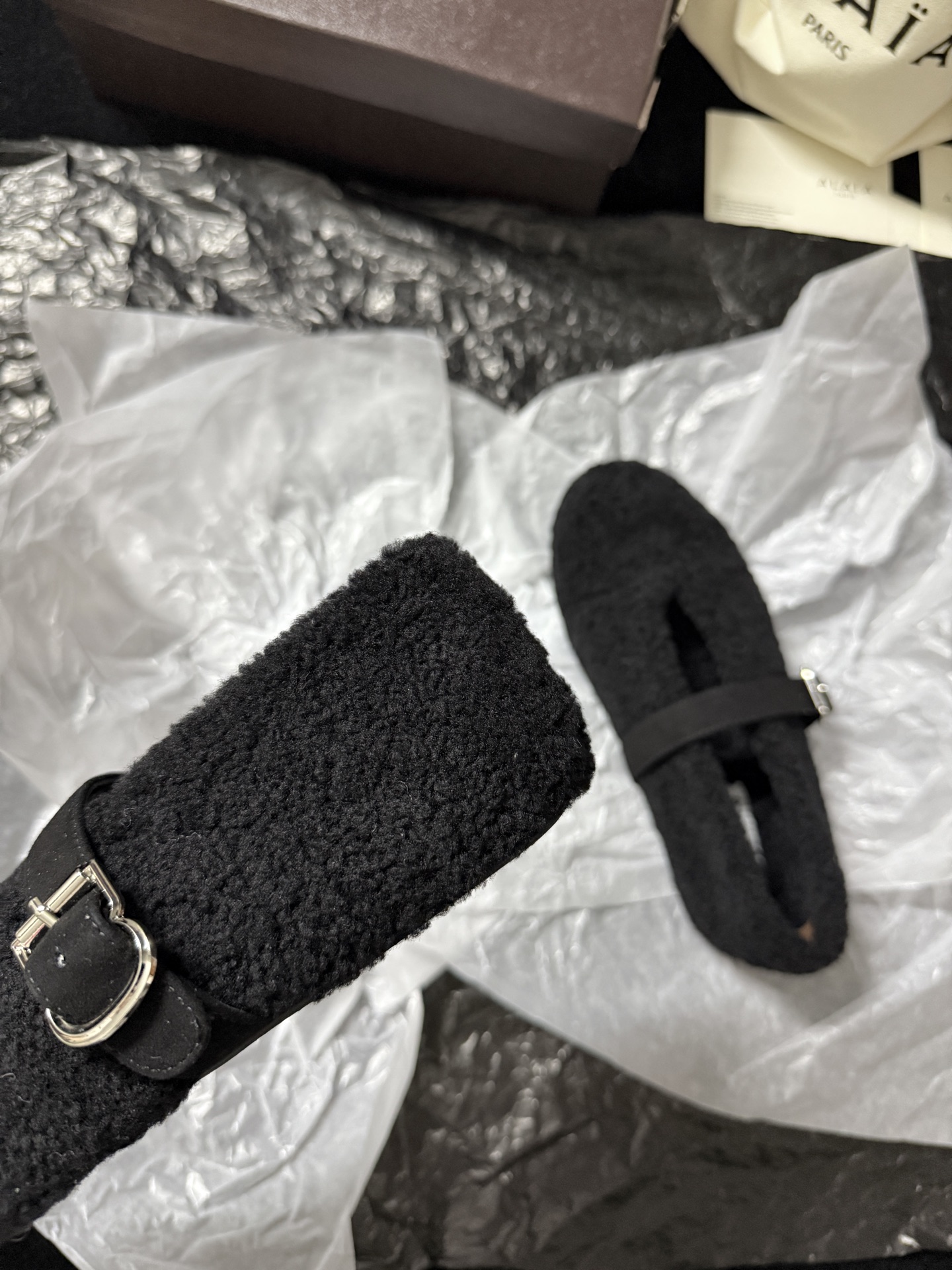 ALAIA Plush strap shoes