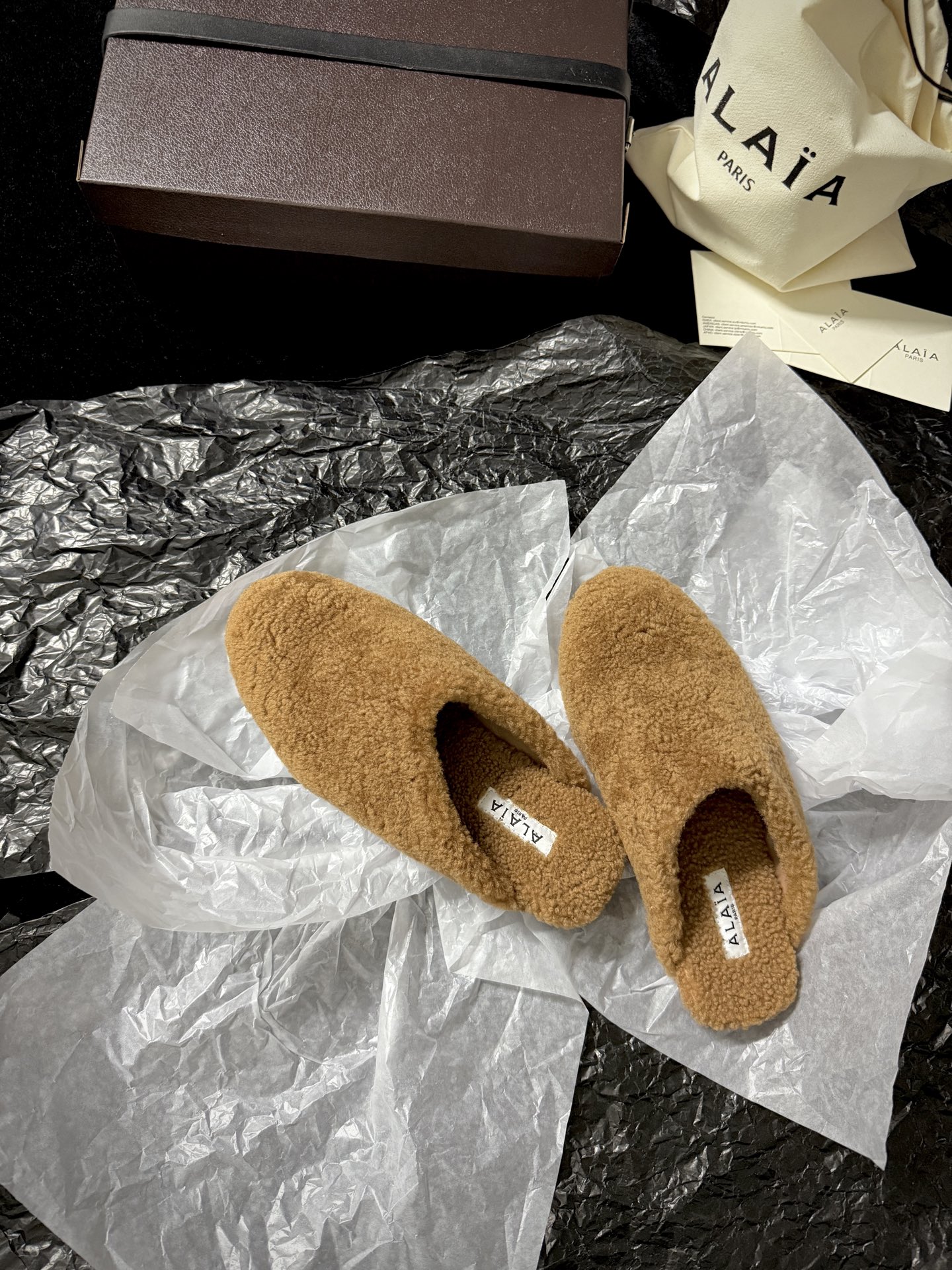 ALAIA Plush Mule Slippers