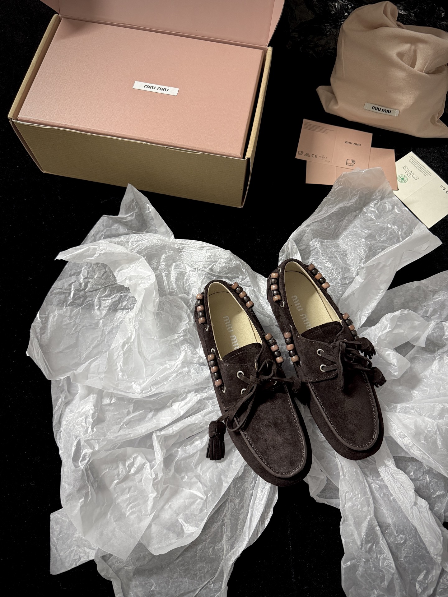 Miu Miu Beaded Tassel Loafers