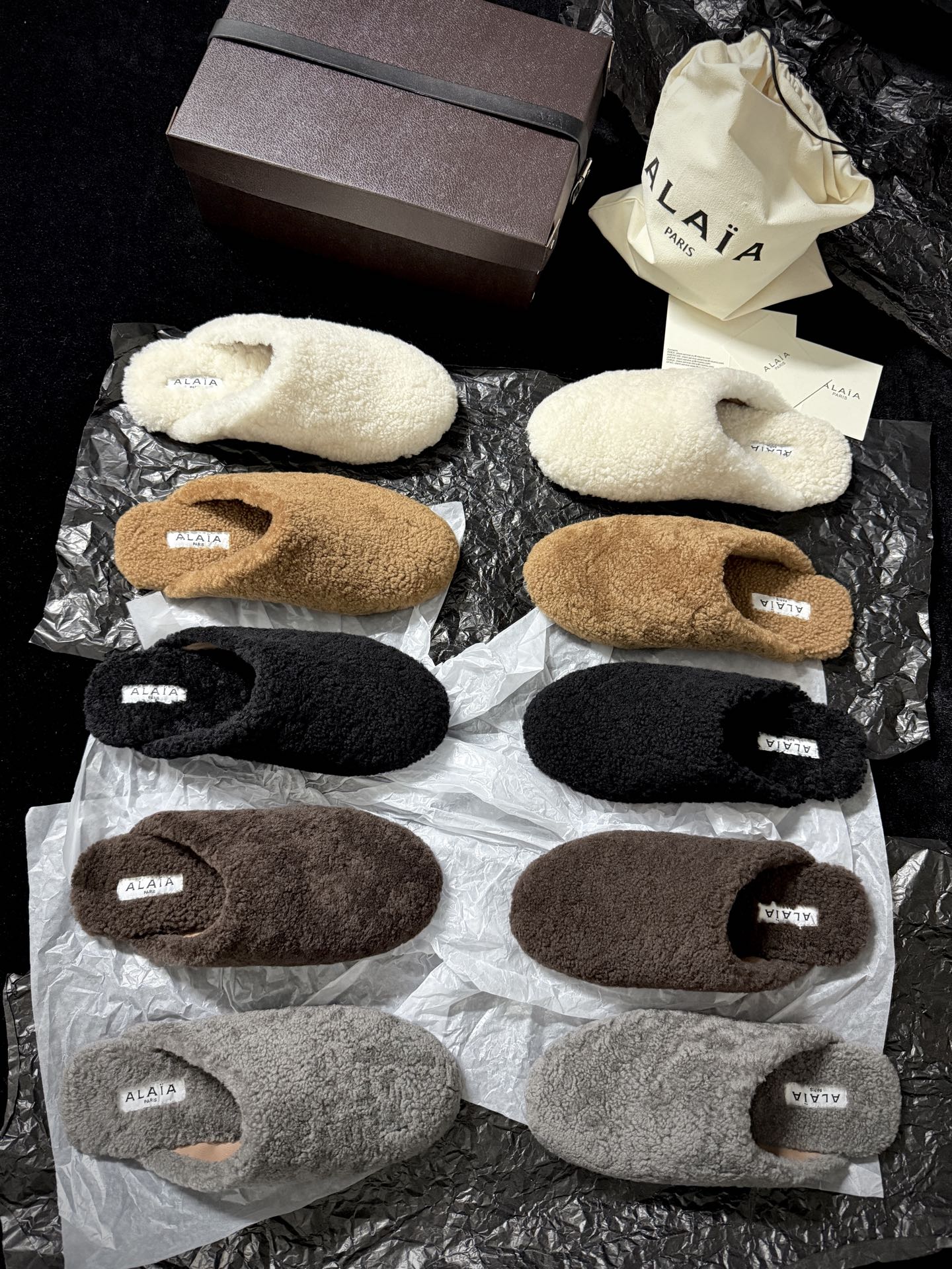 ALAIA Plush Mule Slippers