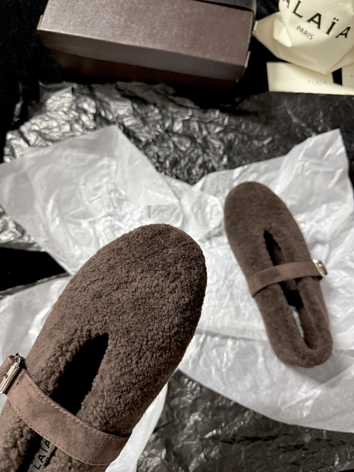 ALAIA Plush strap shoes