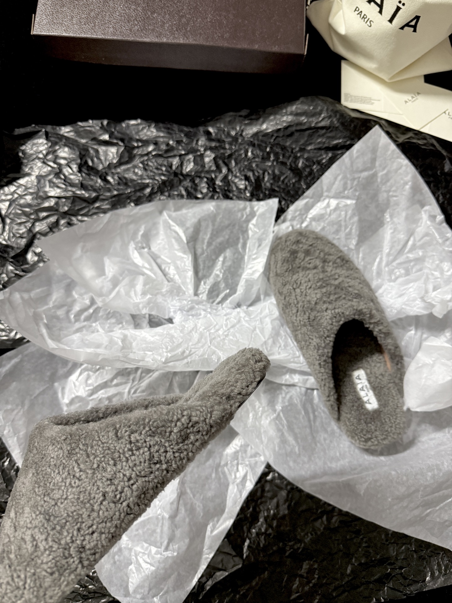 ALAIA Plush Mule Slippers