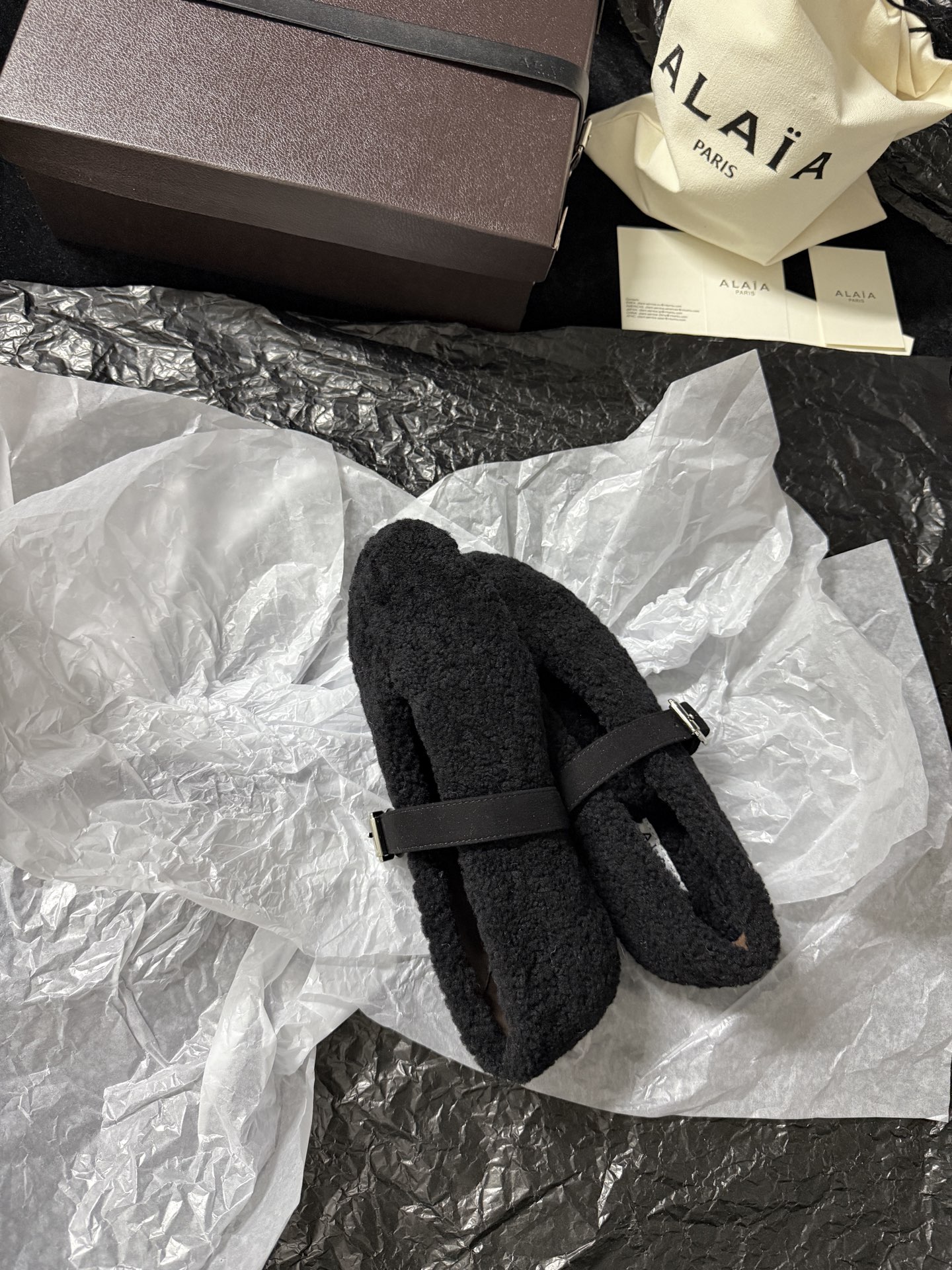 ALAIA Plush strap shoes