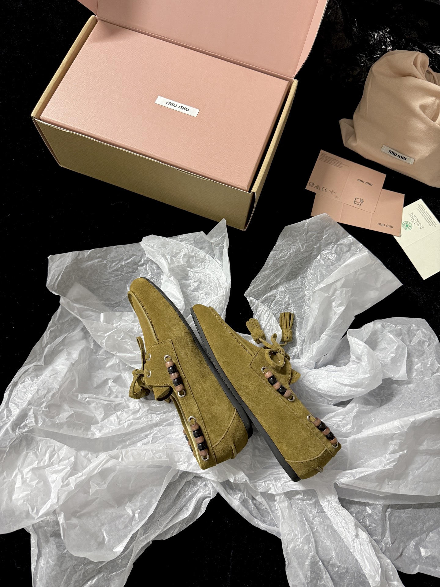 Miu Miu Beaded Tassel Loafers