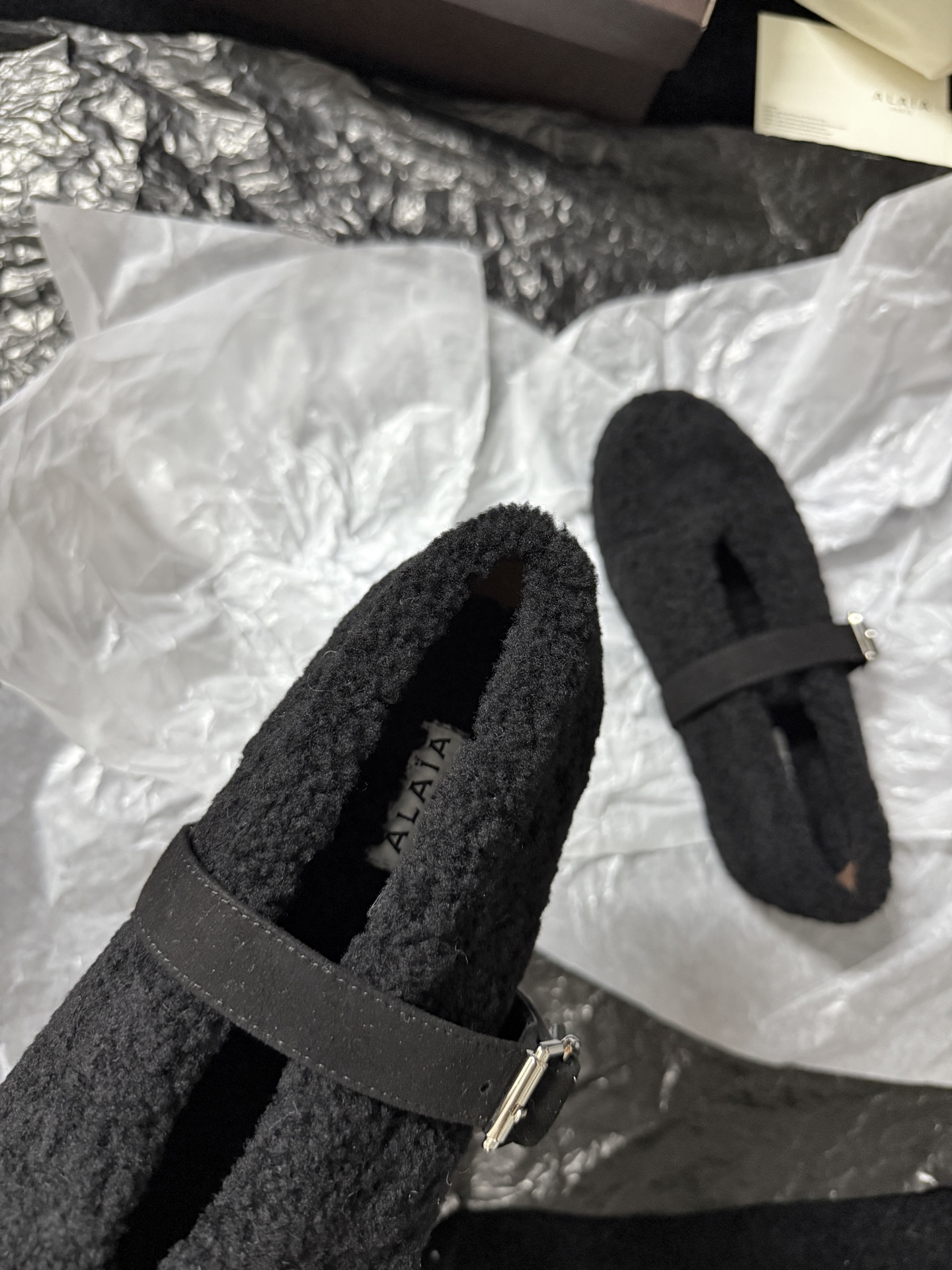 ALAIA Plush strap shoes