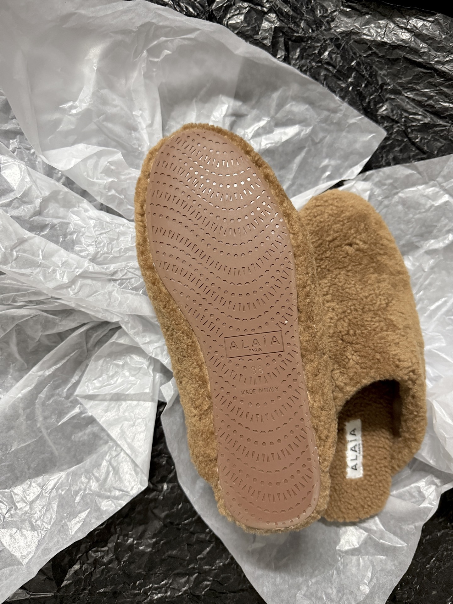 ALAIA Plush Mule Slippers