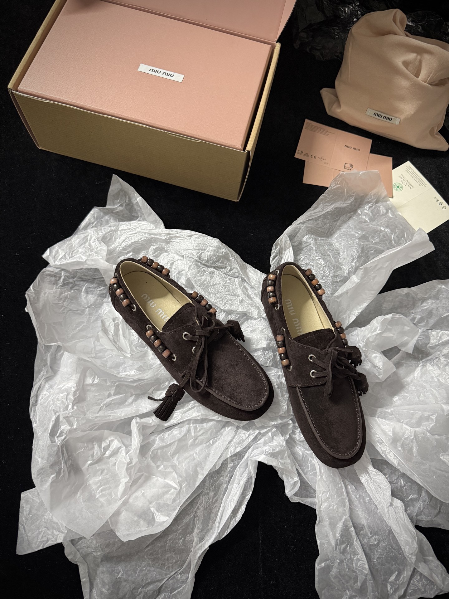 Miu Miu Beaded Tassel Loafers