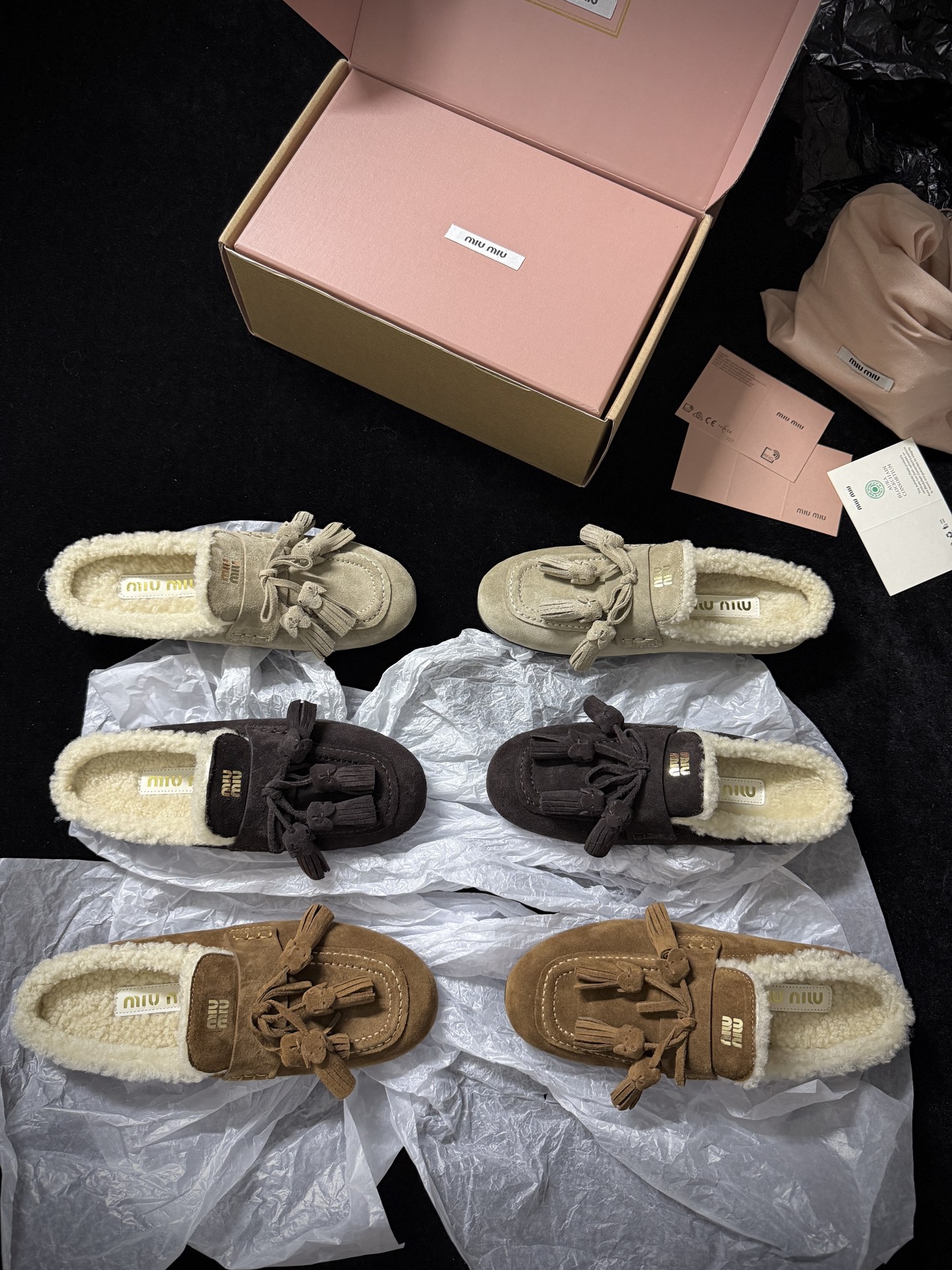 Miu Miu Wool Tassel Mule Slippers