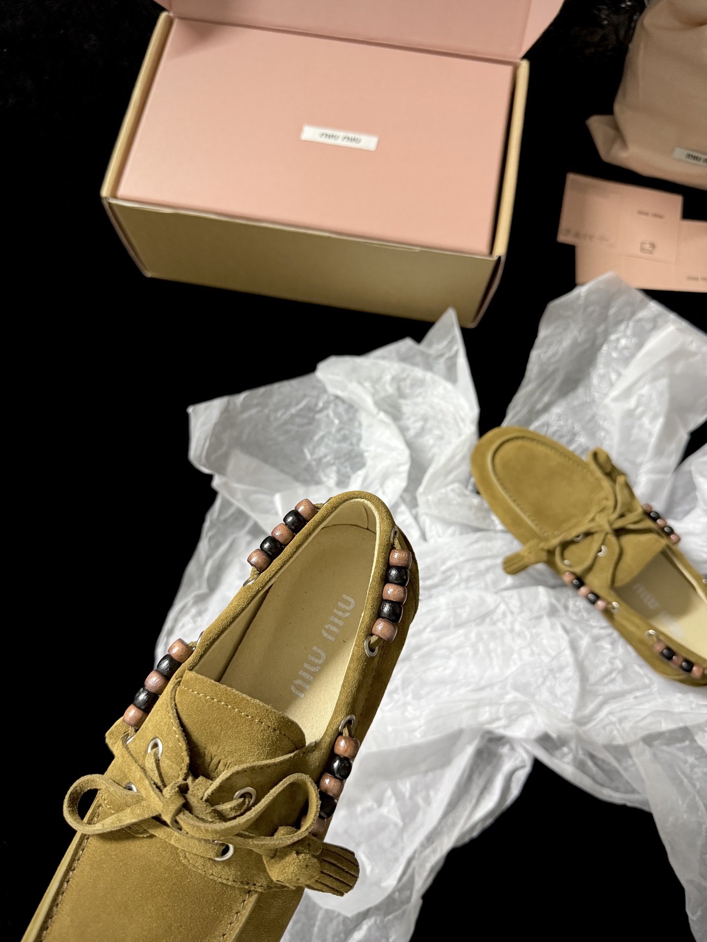 Miu Miu Beaded Tassel Loafers