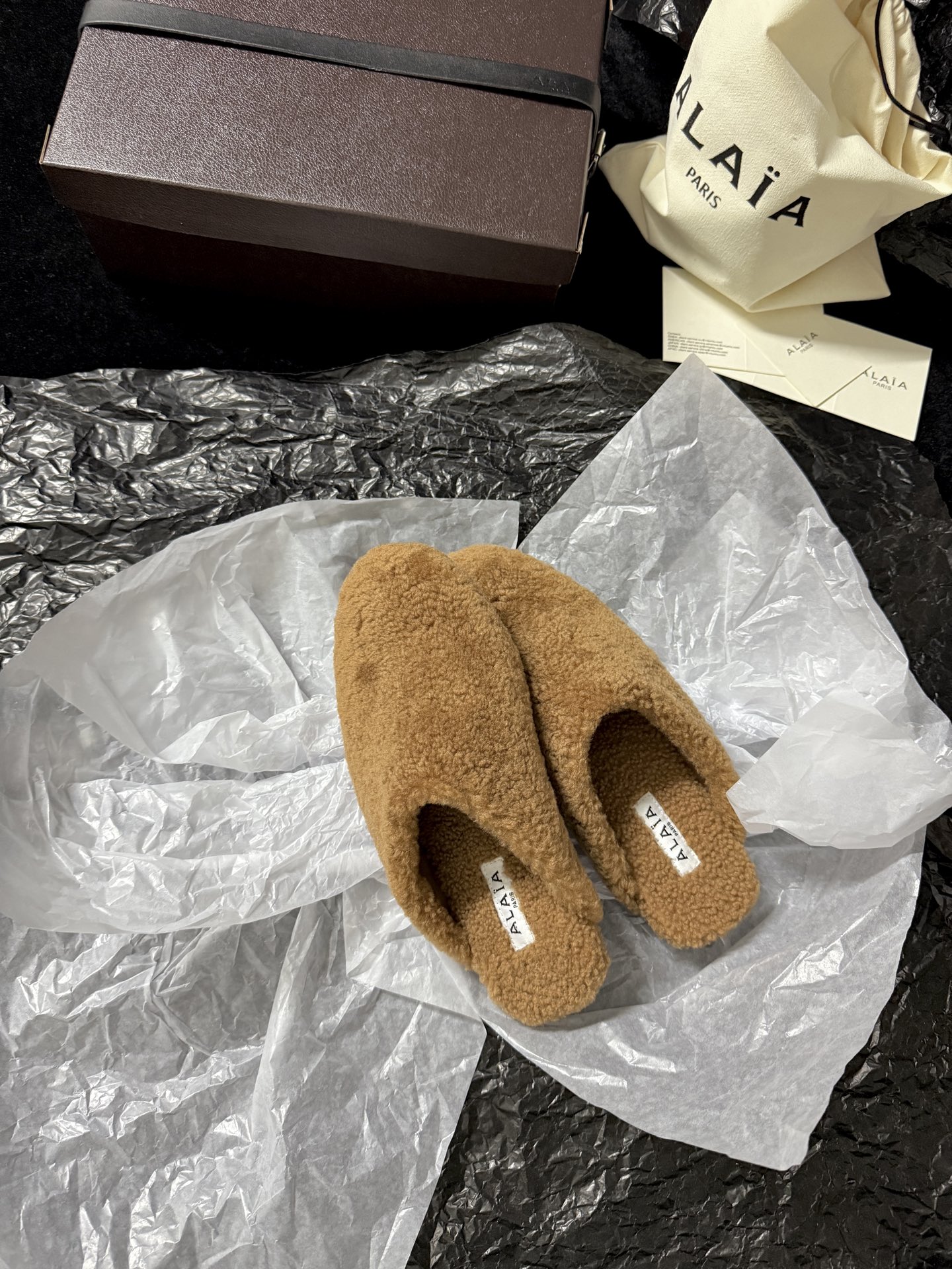 ALAIA Plush Mule Slippers