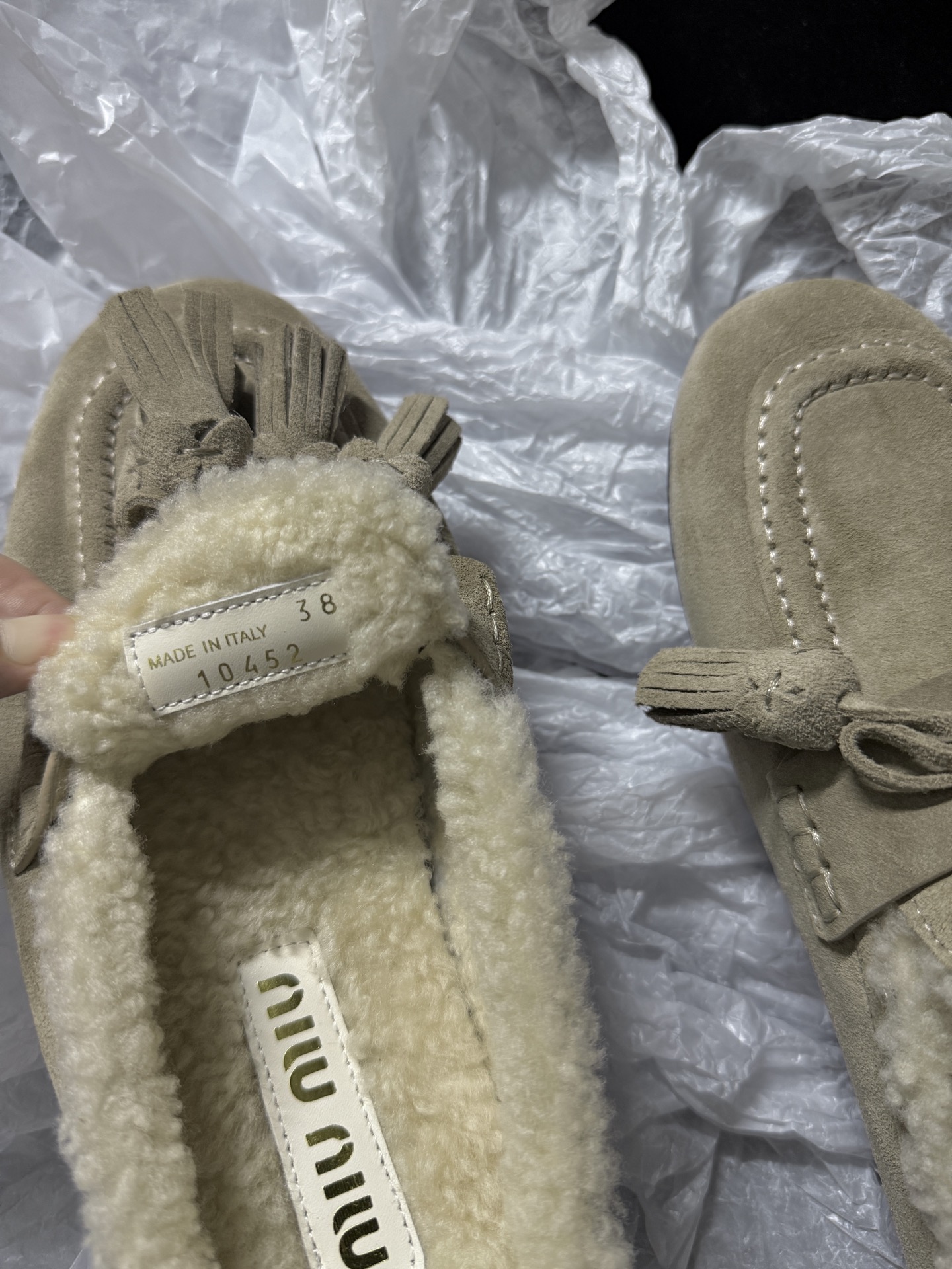 Miu Miu Wool Tassel Mule Slippers