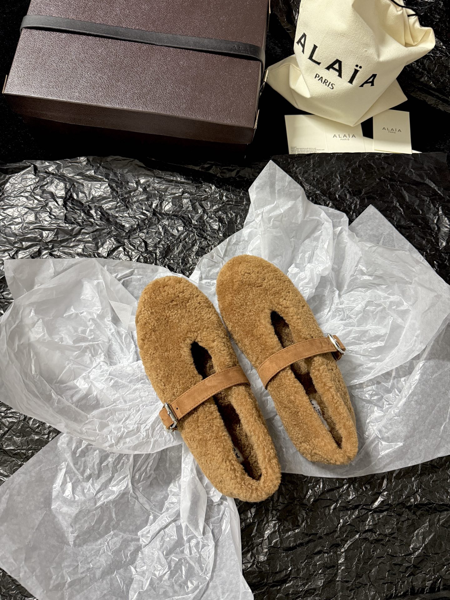 ALAIA Plush strap shoes