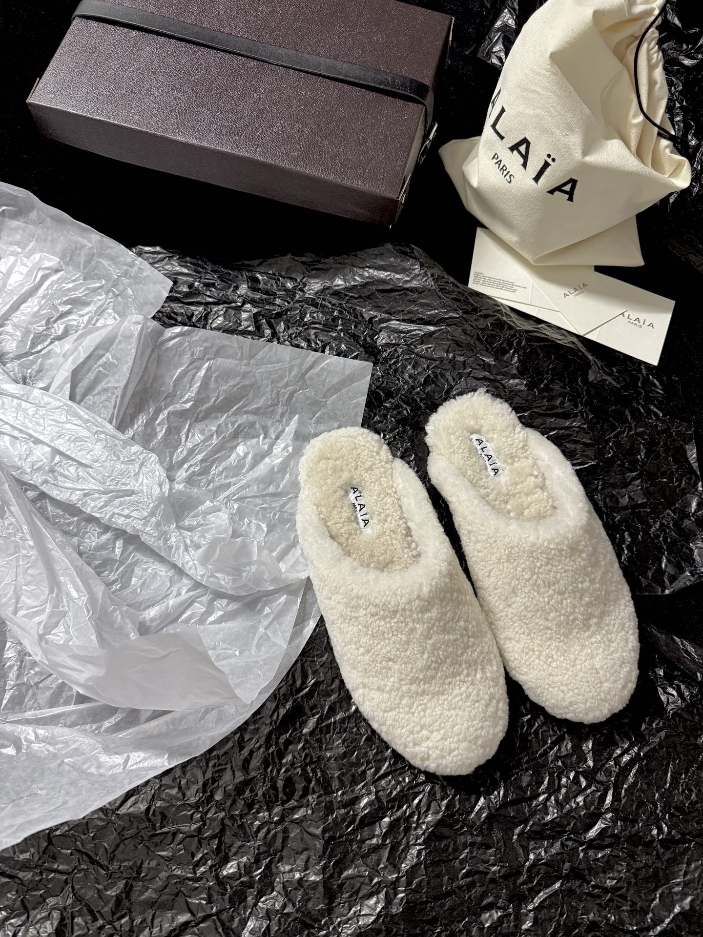 ALAIA Plush Mule Slippers