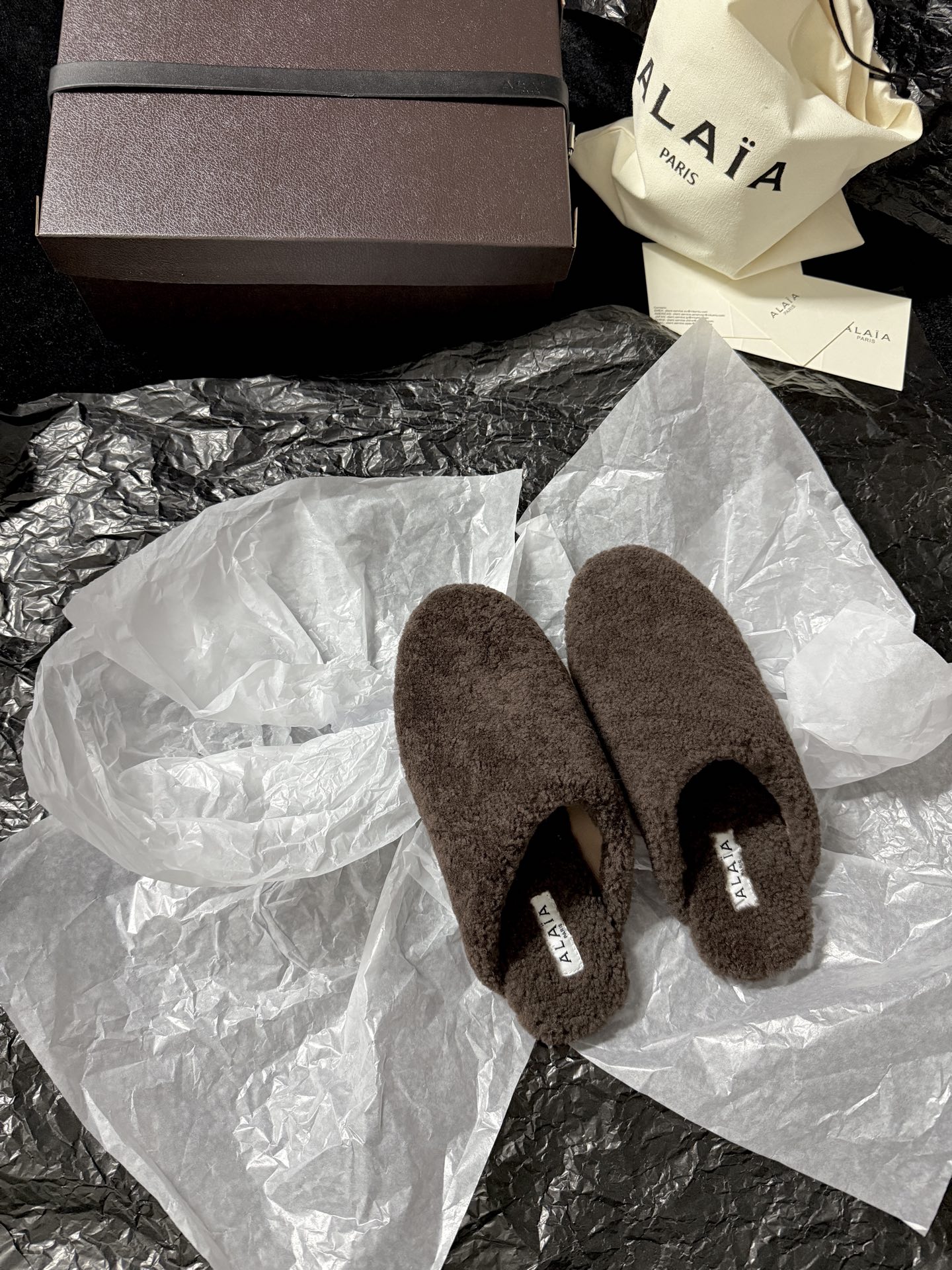ALAIA Plush Mule Slippers