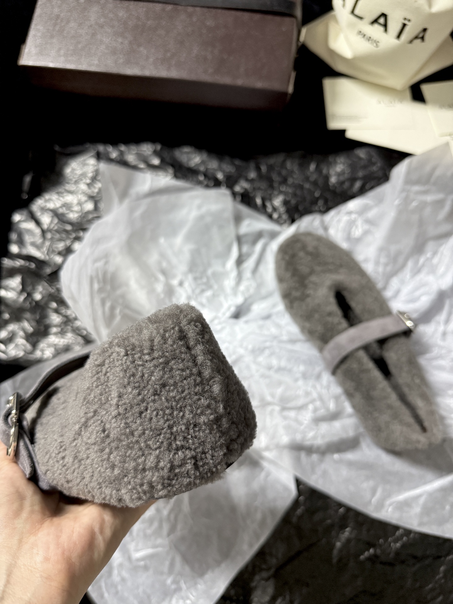 ALAIA Plush strap shoes