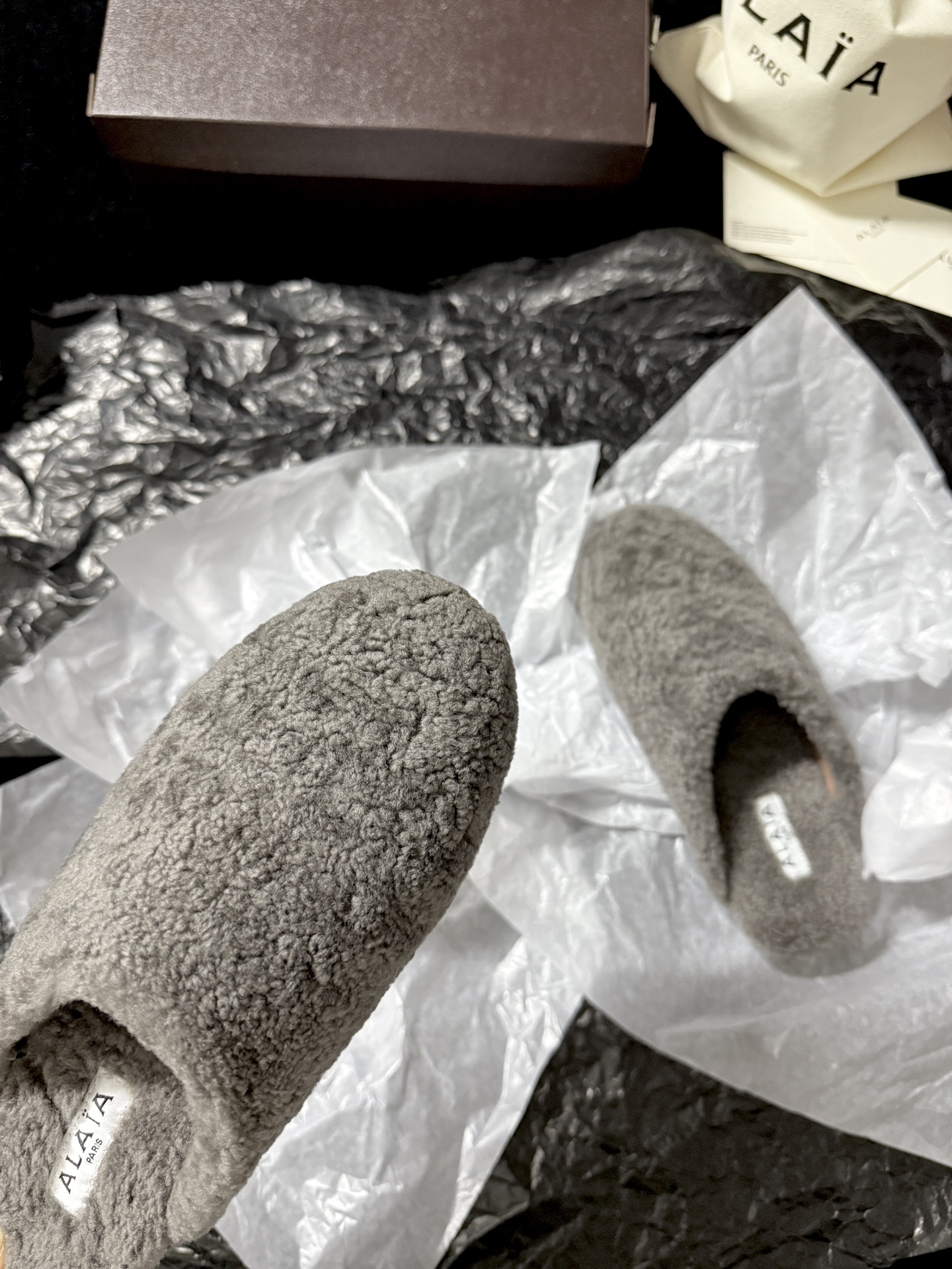 ALAIA Plush Mule Slippers