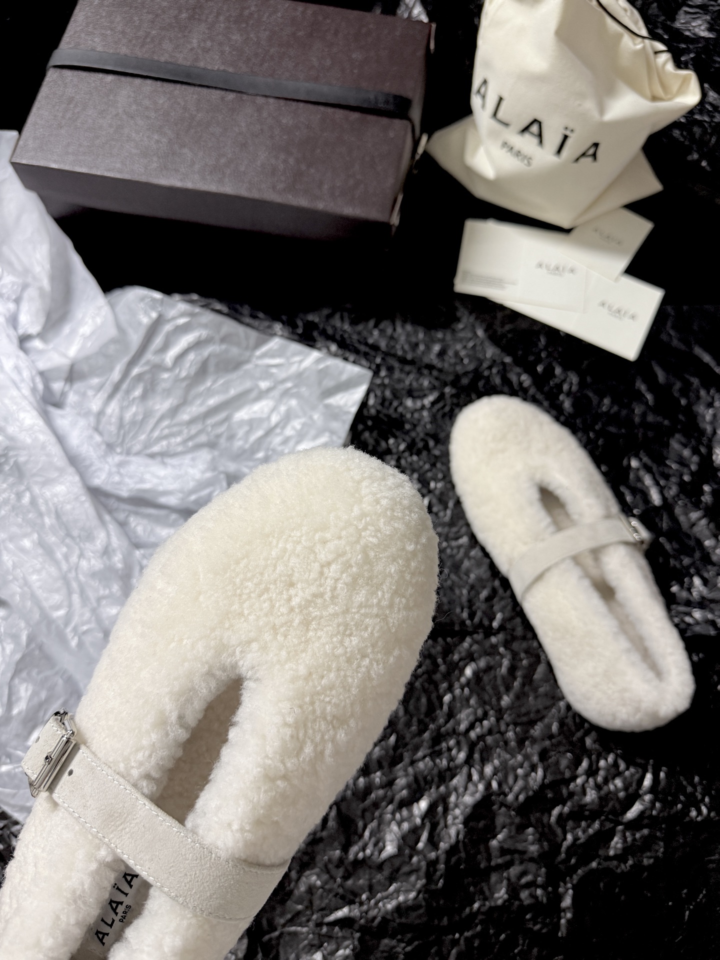 ALAIA Plush strap shoes