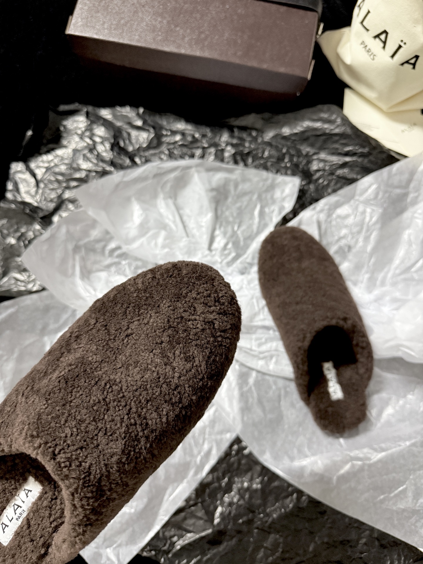 ALAIA Plush Mule Slippers