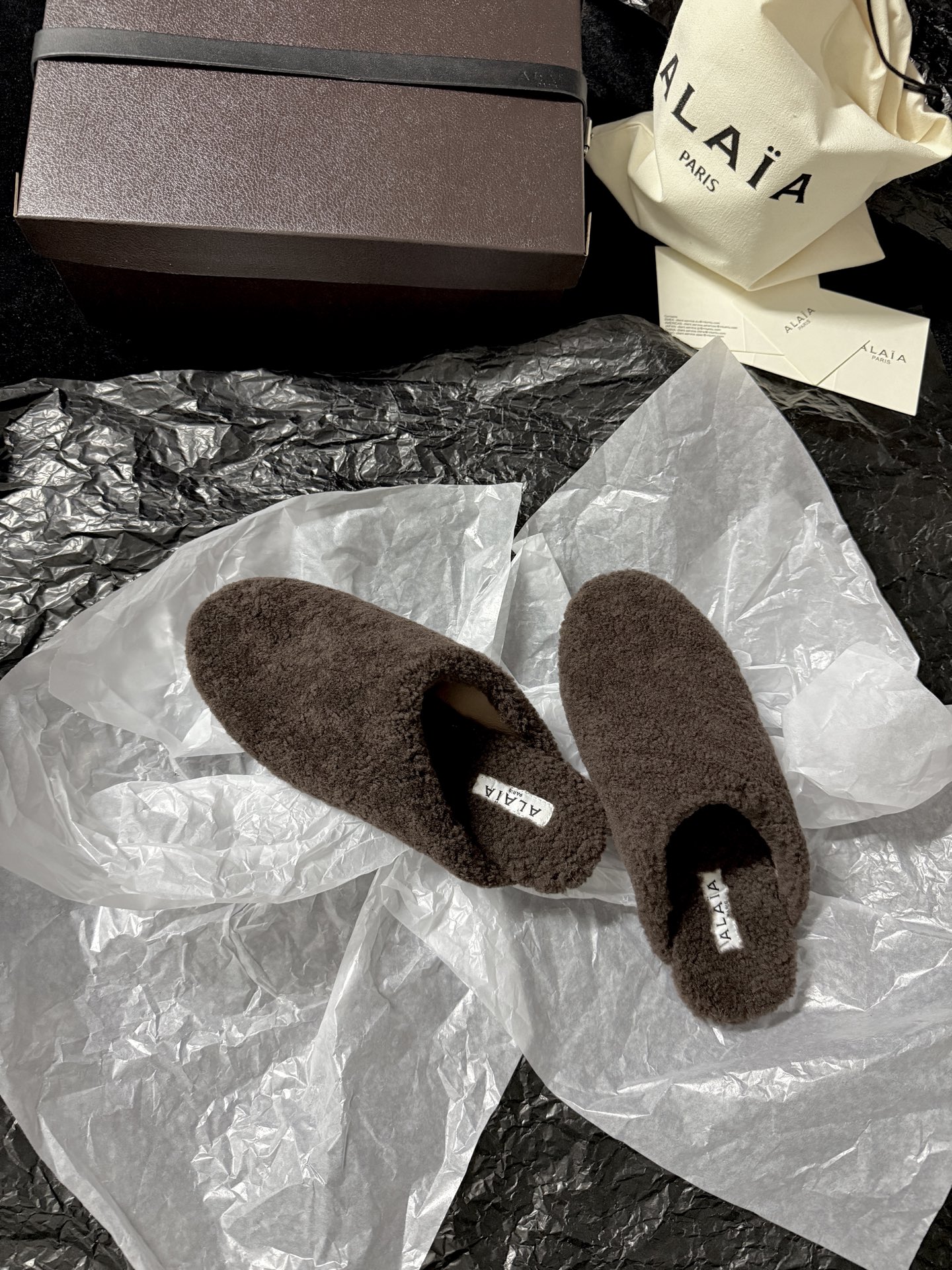 ALAIA Plush Mule Slippers