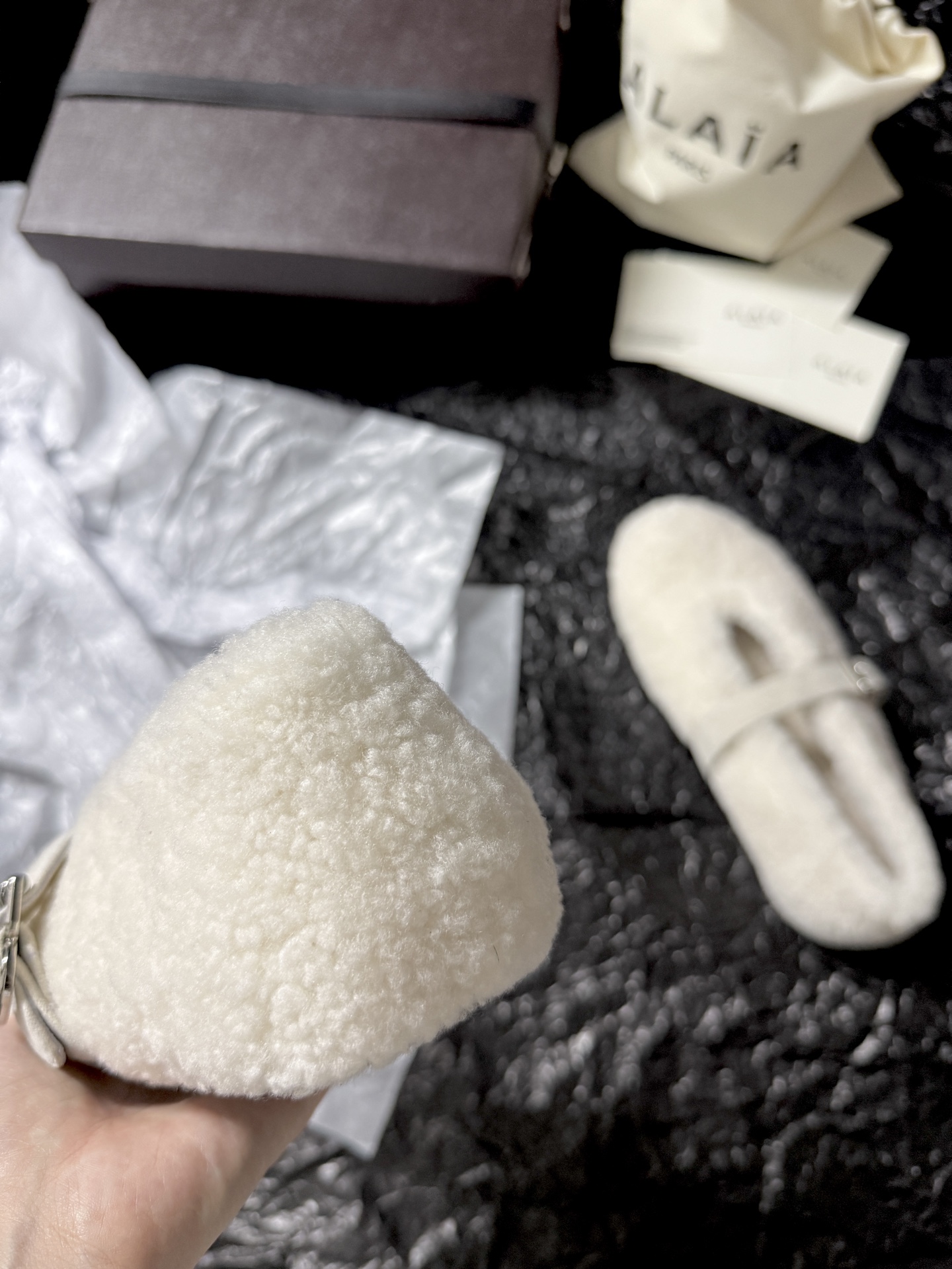 ALAIA Plush strap shoes