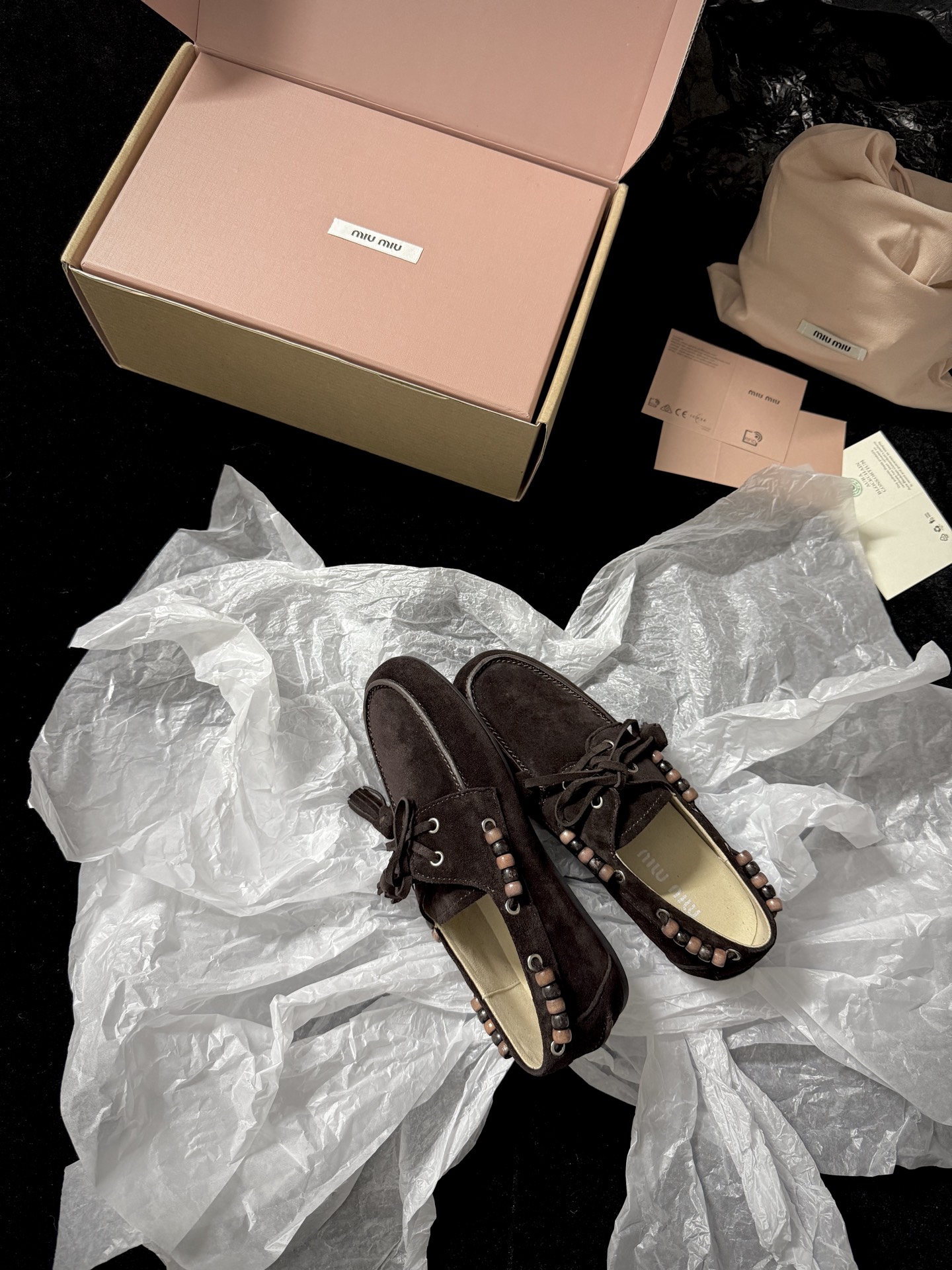 Miu Miu Beaded Tassel Loafers