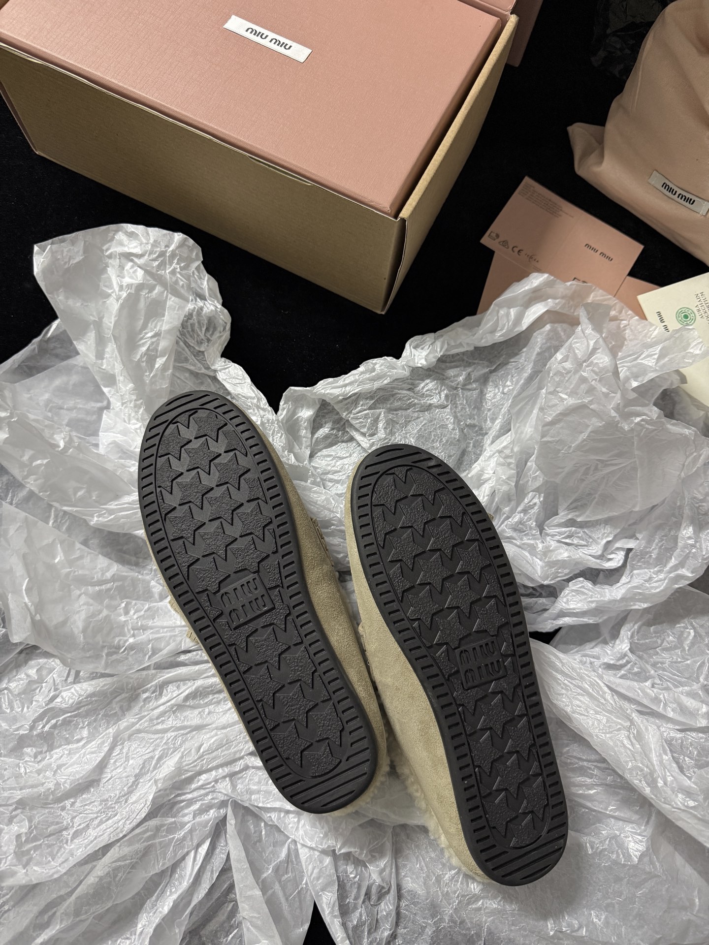 Miu Miu Wool Tassel Mule Slippers