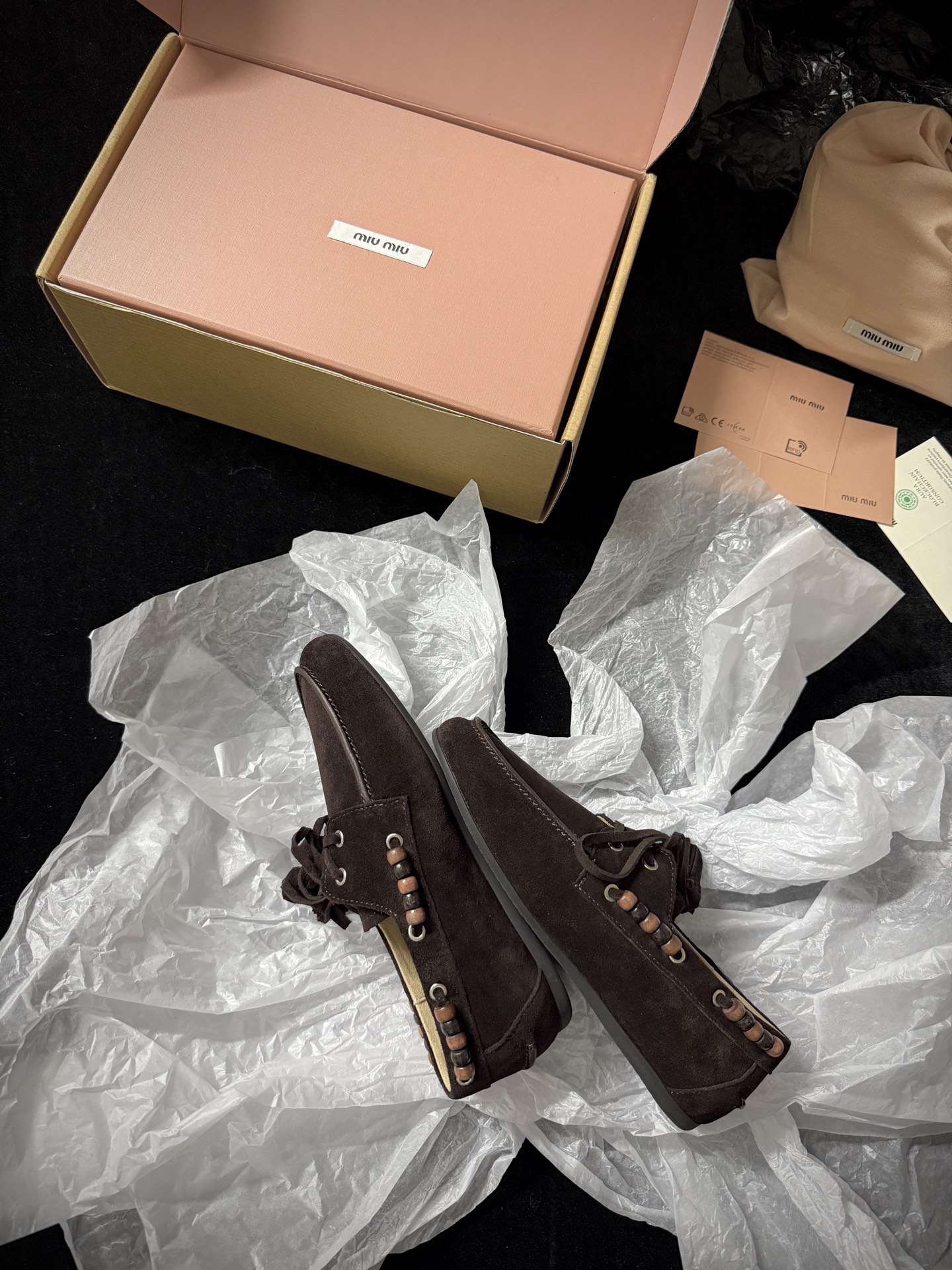 Miu Miu Beaded Tassel Loafers