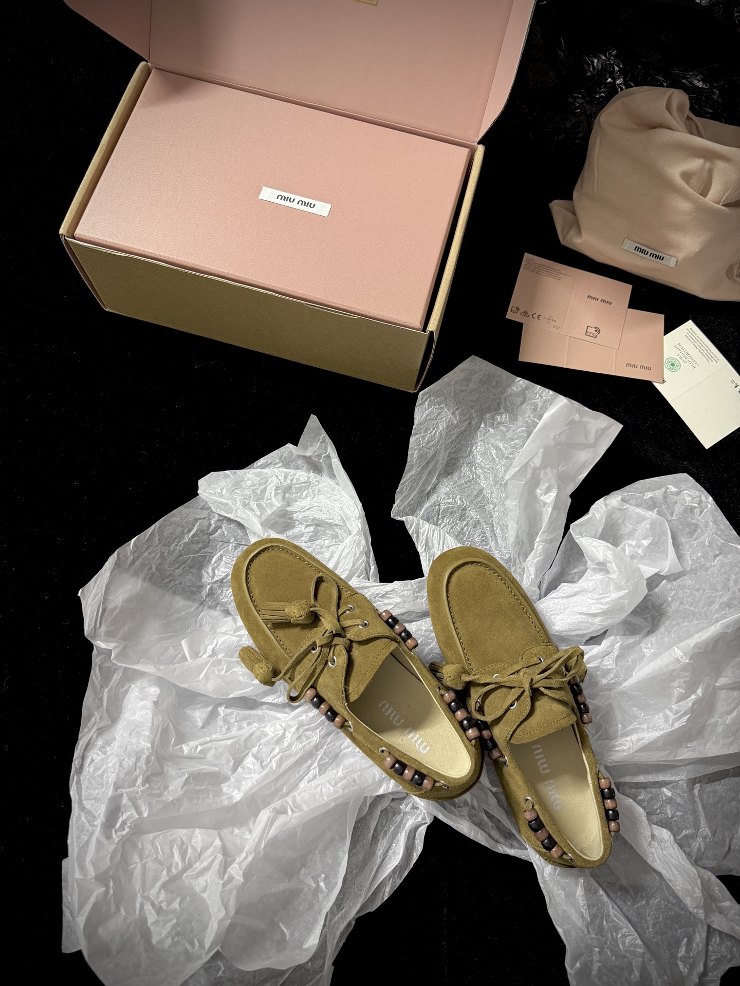 Miu Miu Beaded Tassel Loafers