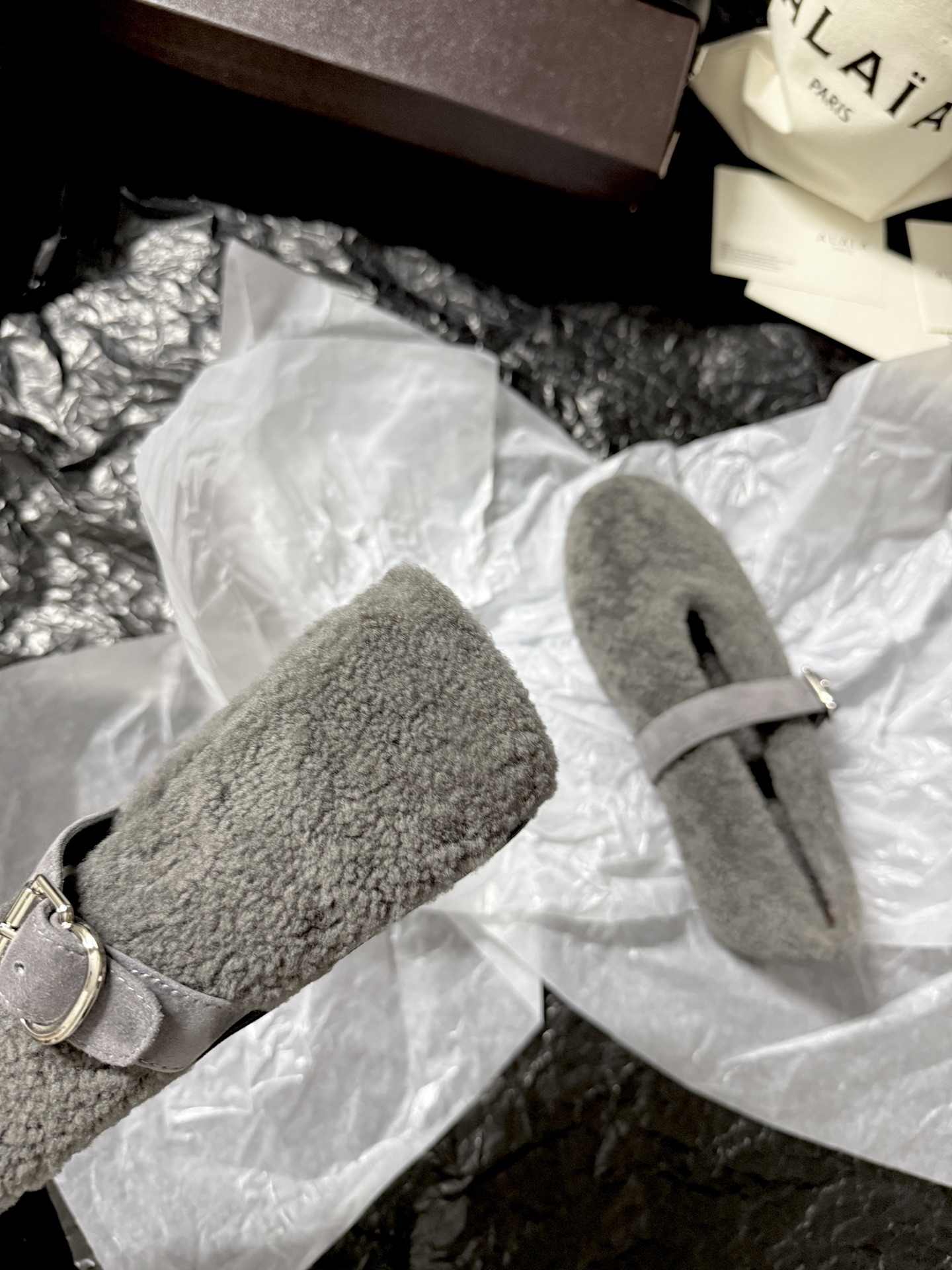 ALAIA Plush strap shoes