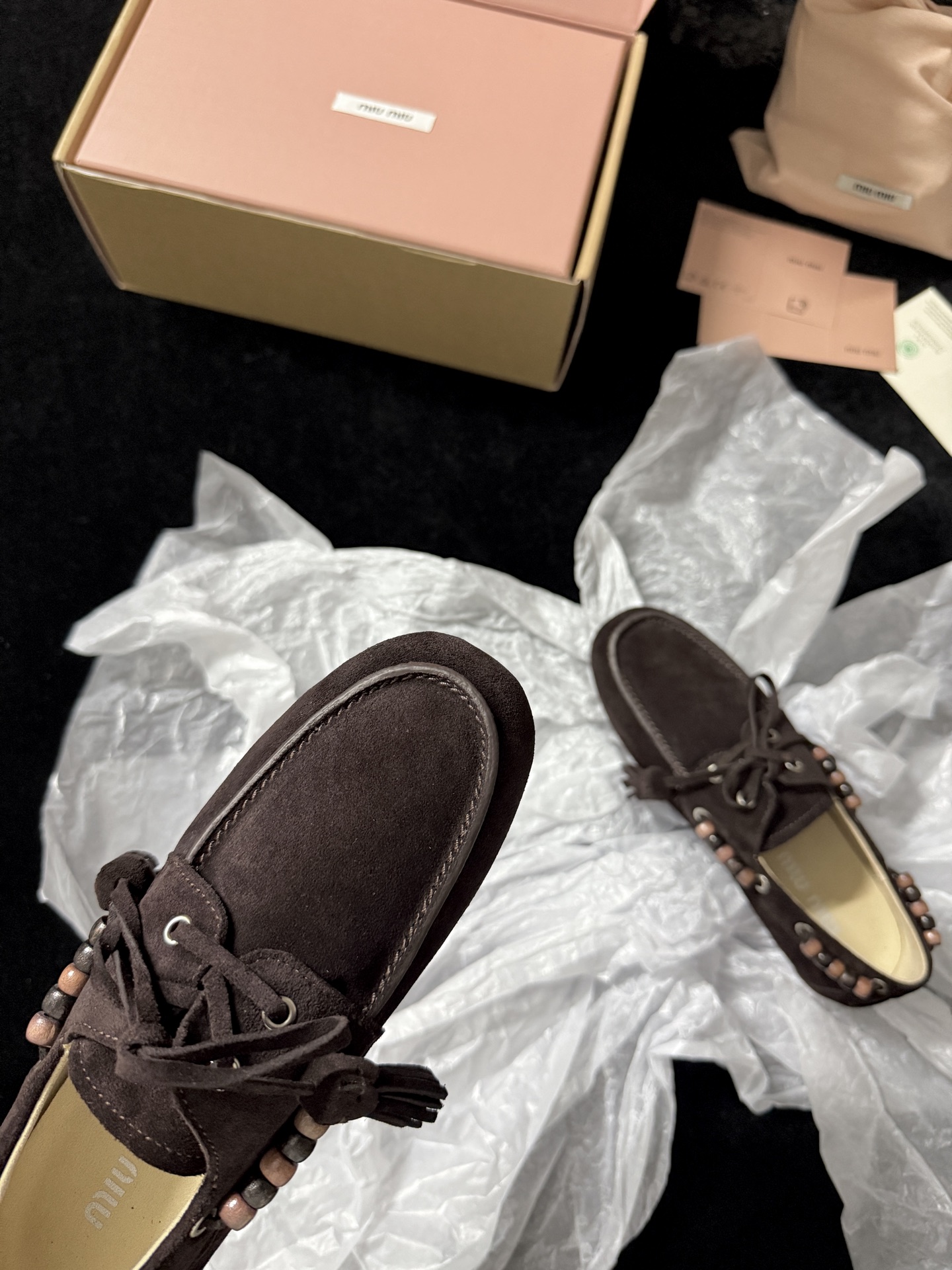 Miu Miu Beaded Tassel Loafers