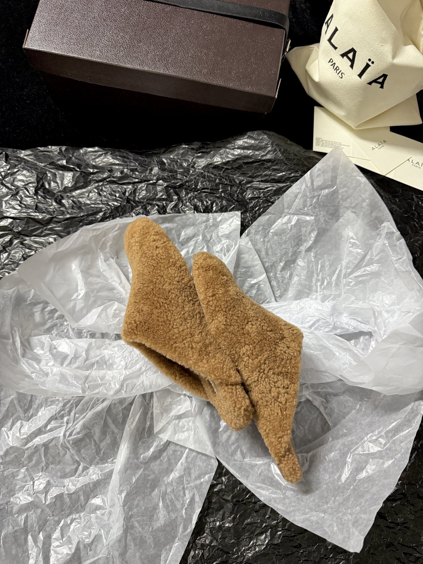 ALAIA Plush Mule Slippers