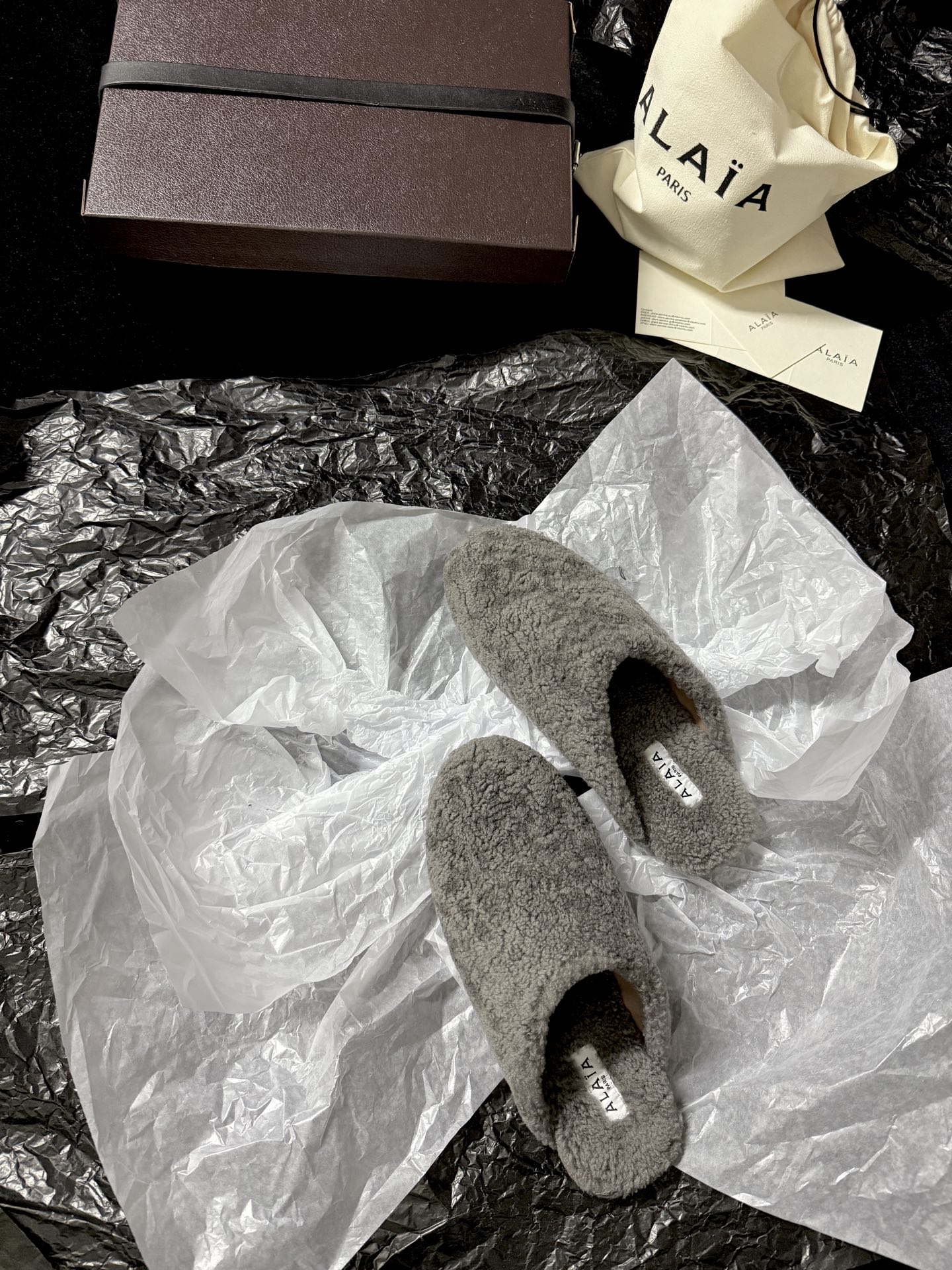 ALAIA Plush Mule Slippers