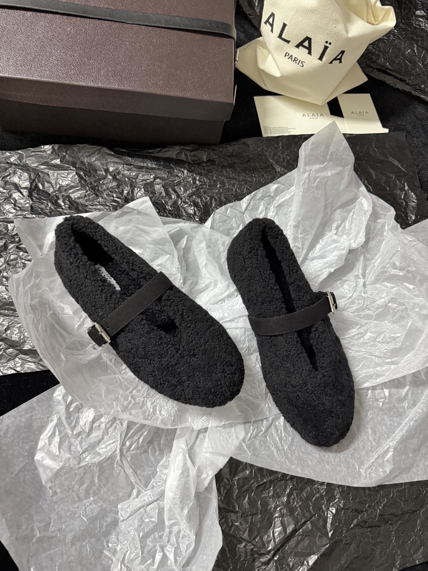 ALAIA Plush strap shoes