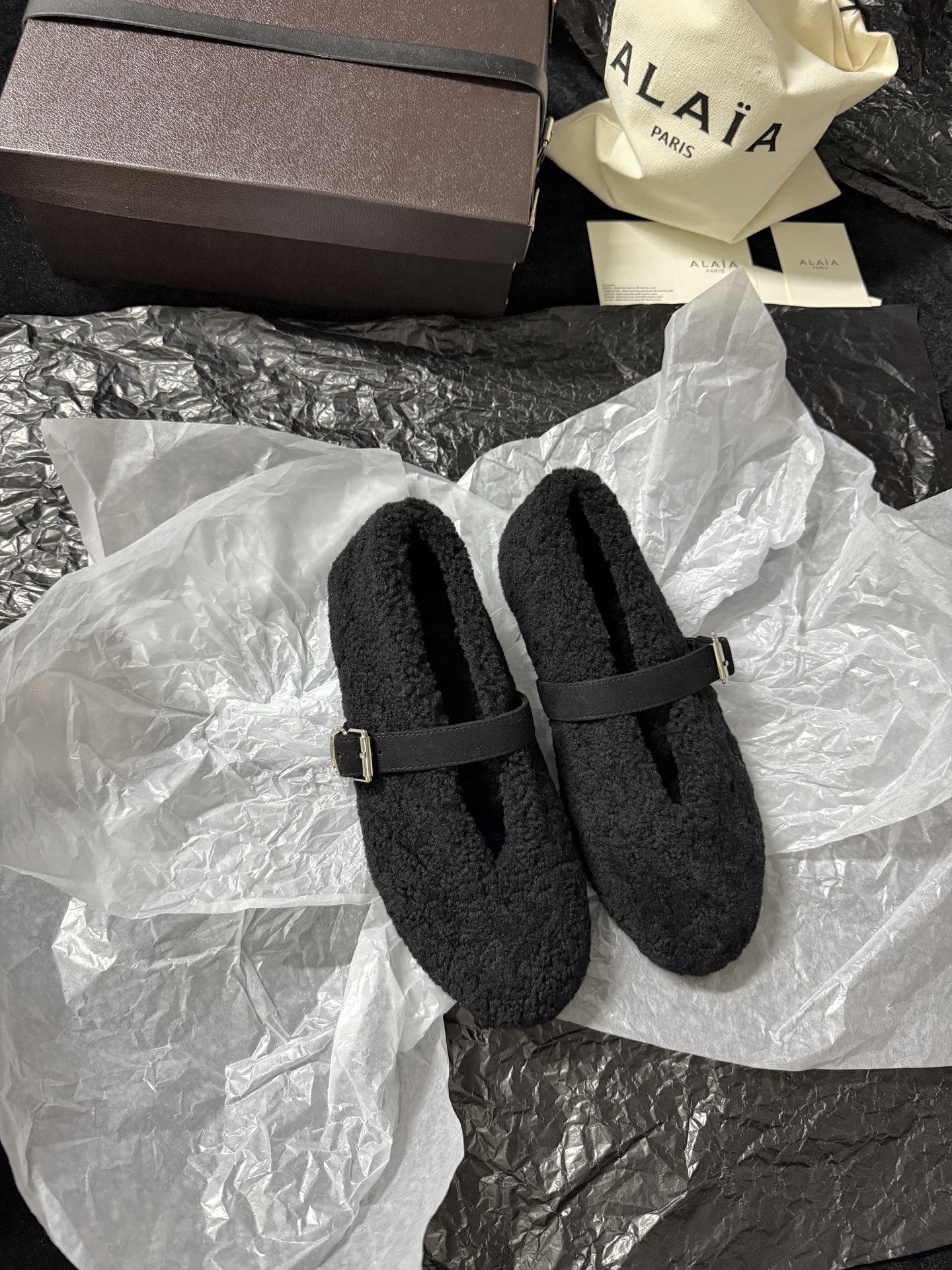 ALAIA Plush strap shoes