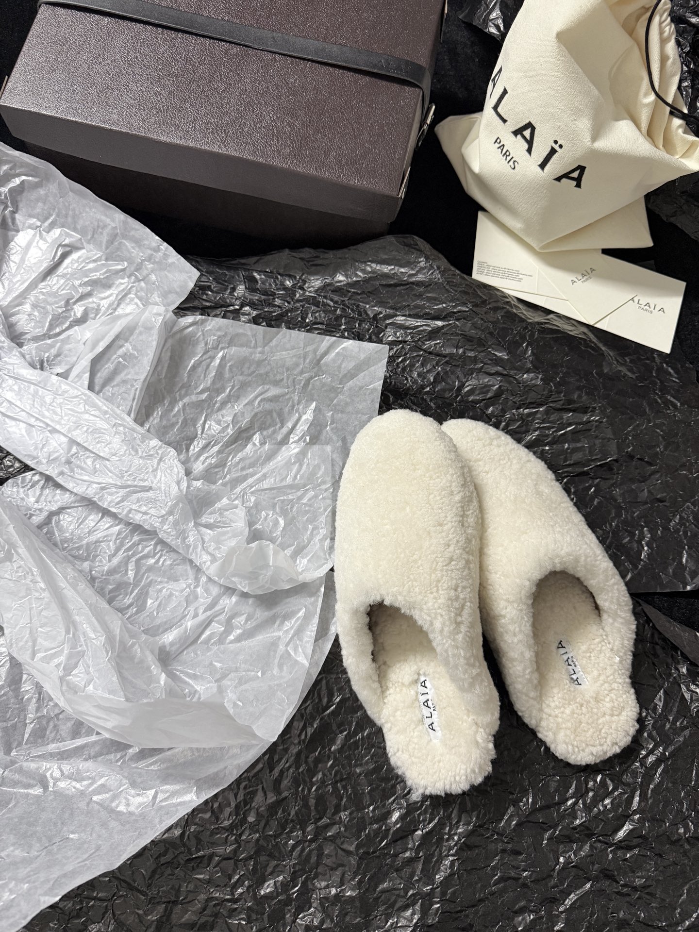 ALAIA Plush Mule Slippers
