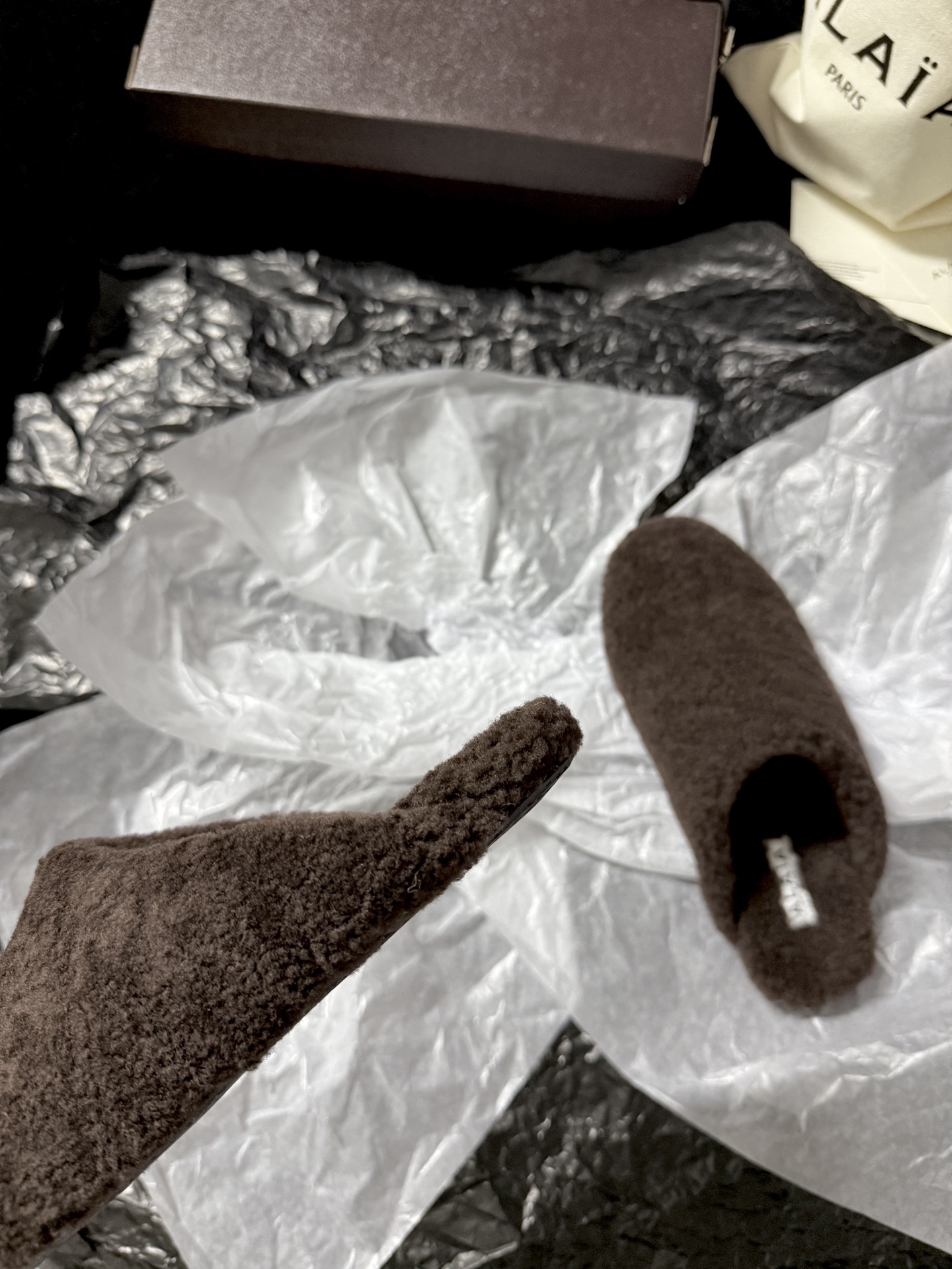 ALAIA Plush Mule Slippers