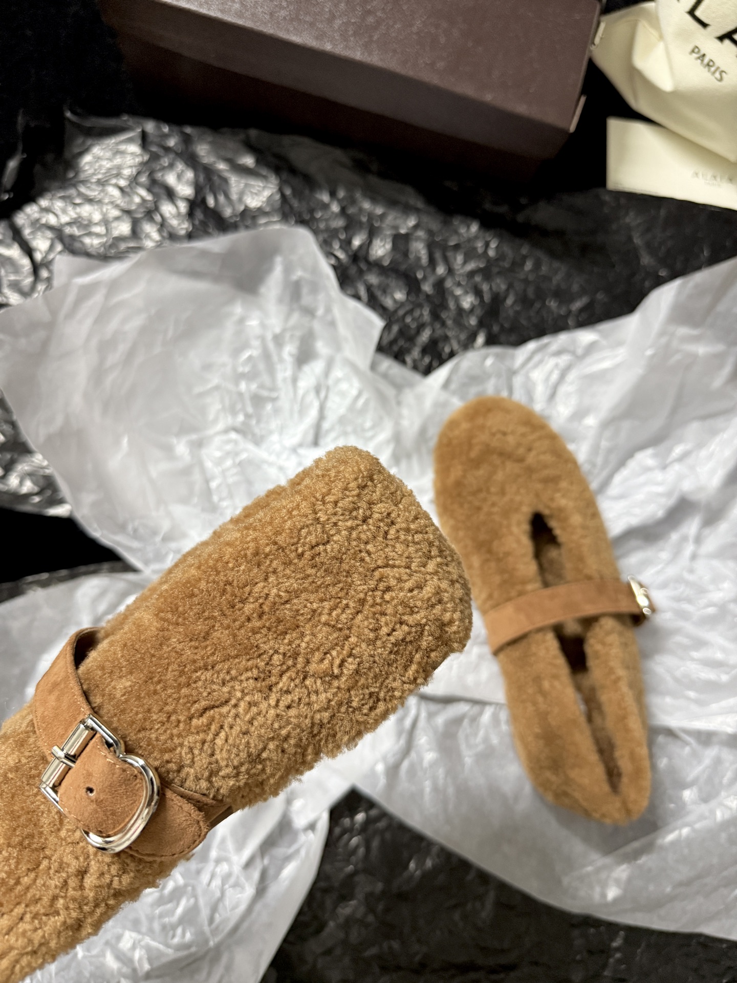 ALAIA Plush strap shoes