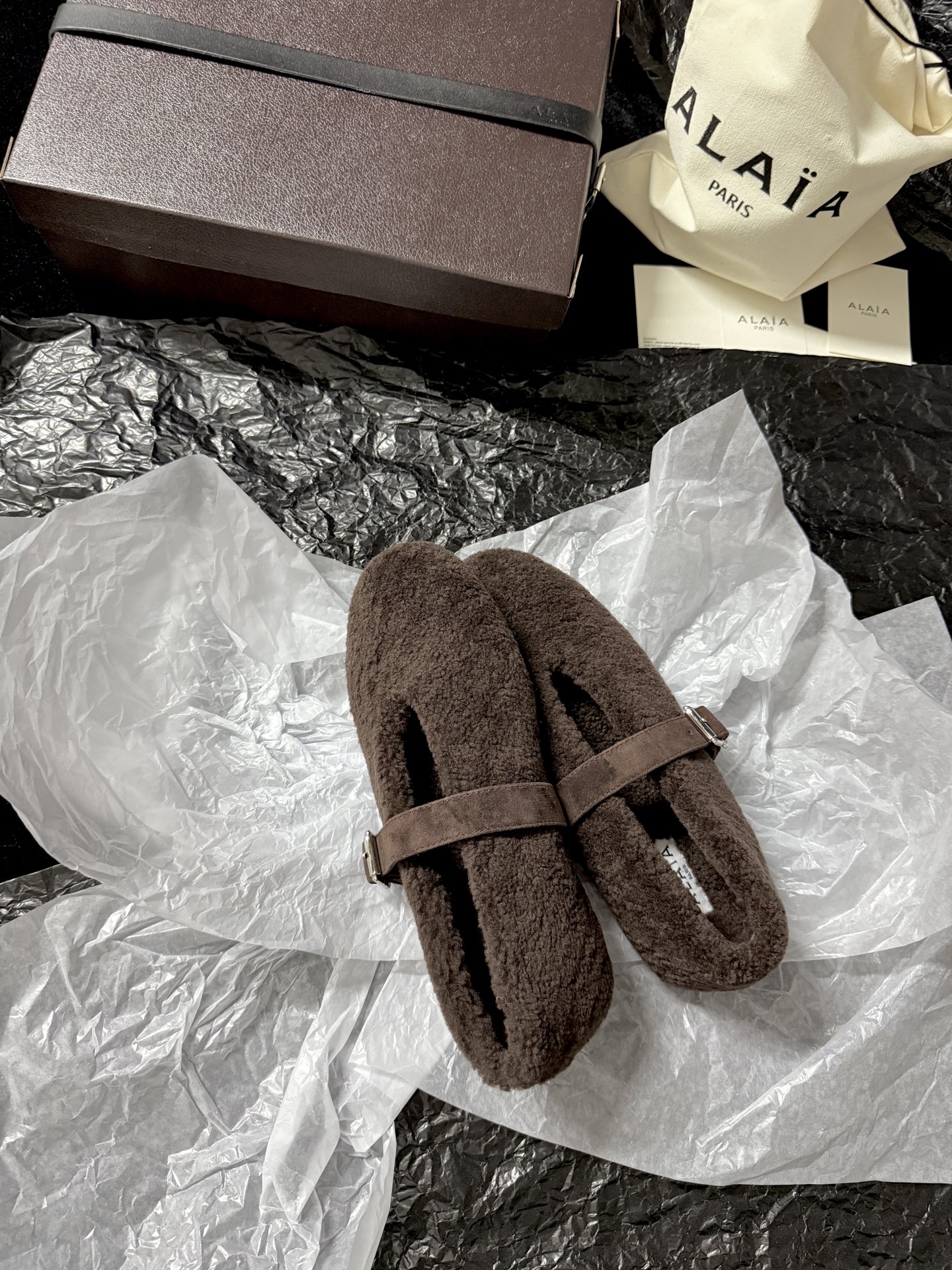 ALAIA Plush strap shoes