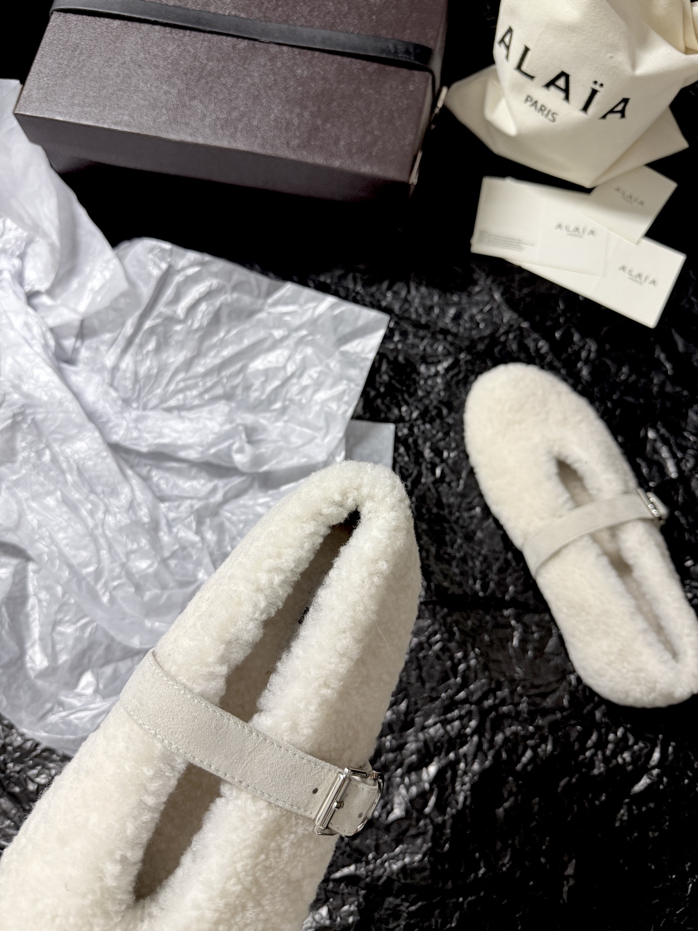 ALAIA Plush strap shoes