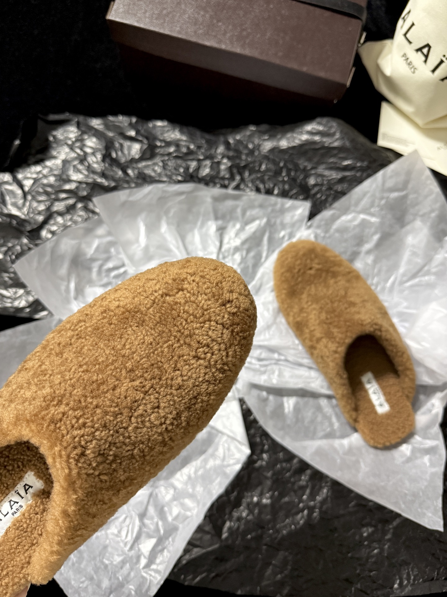 ALAIA Plush Mule Slippers