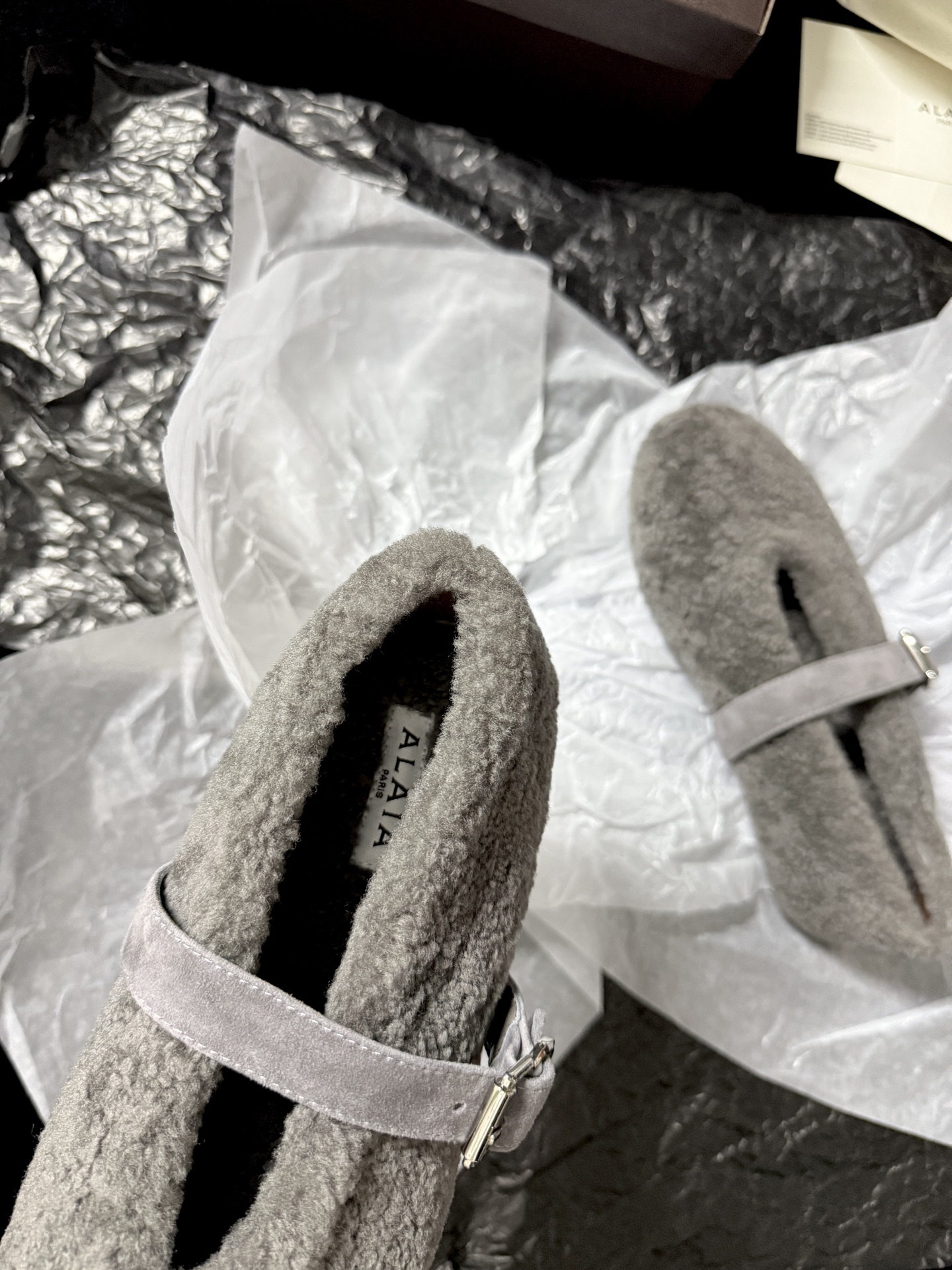 ALAIA Plush strap shoes