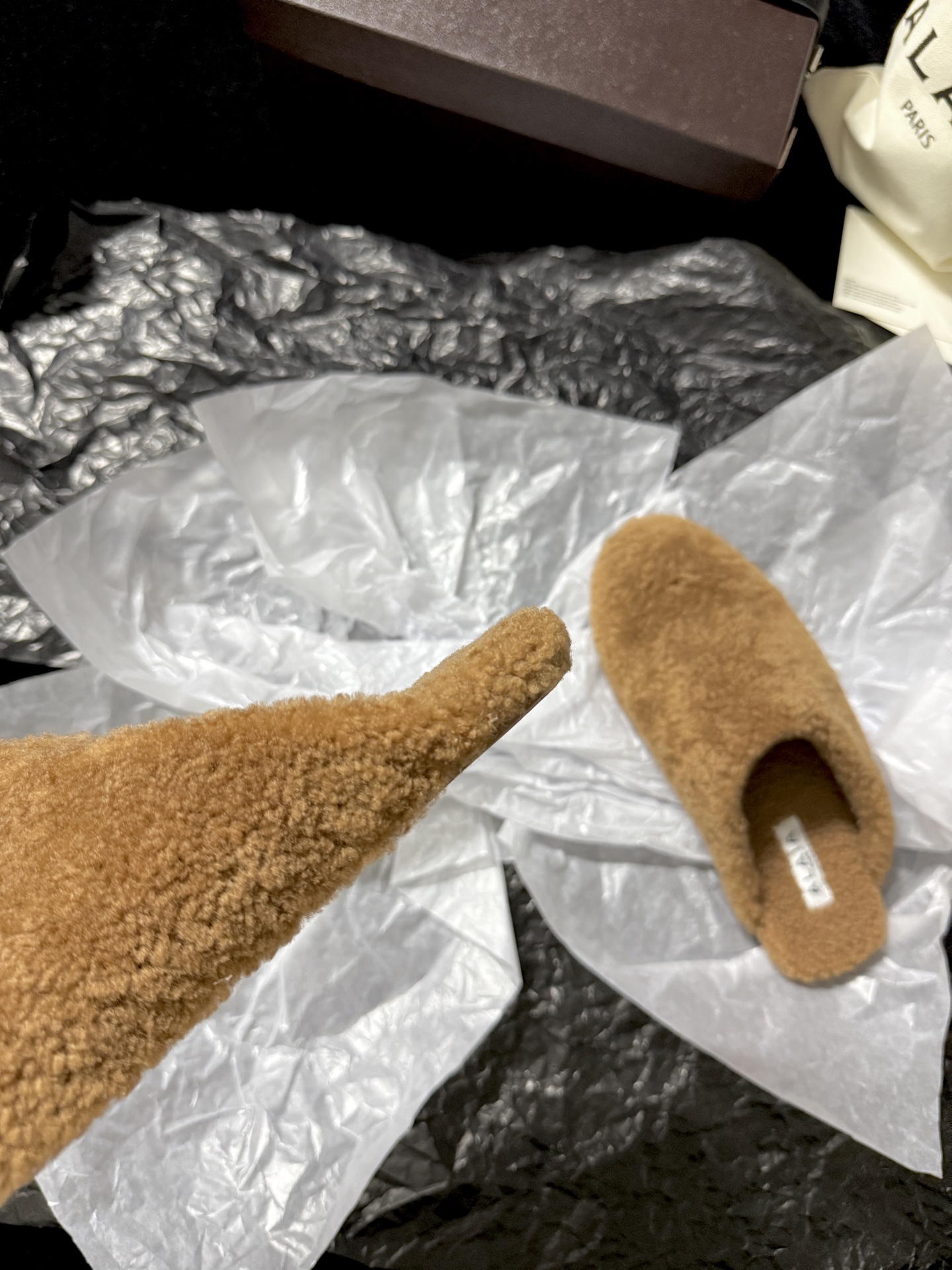 ALAIA Plush Mule Slippers