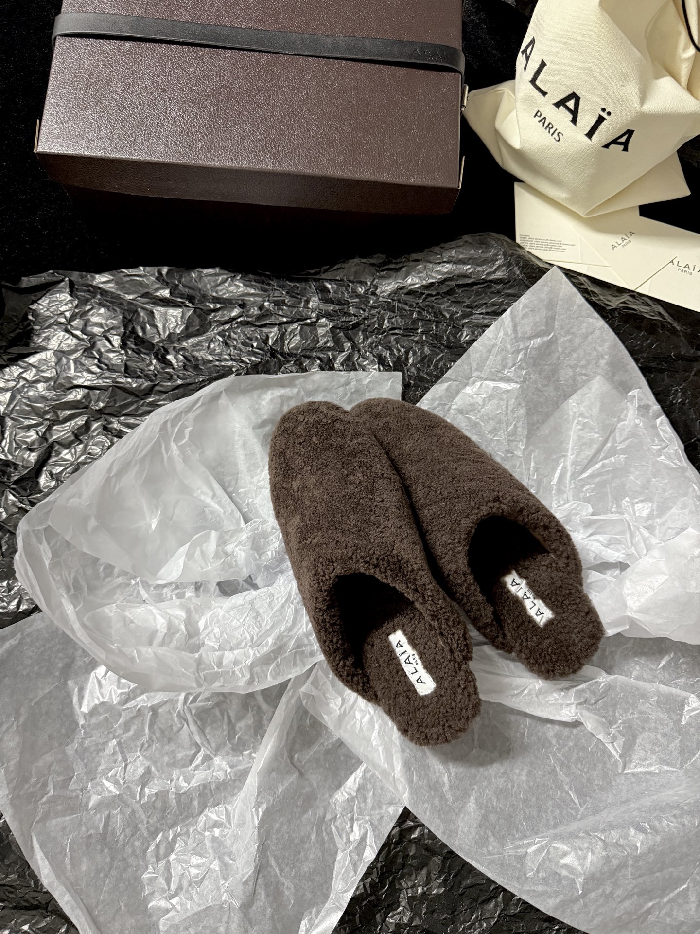 ALAIA Plush Mule Slippers