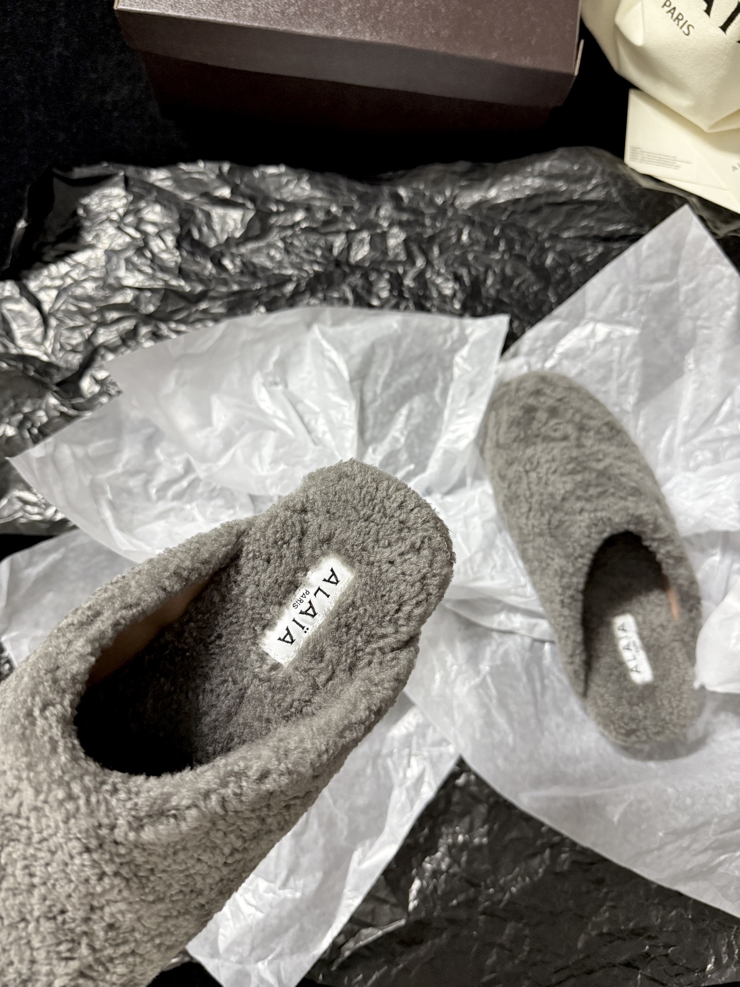 ALAIA Plush Mule Slippers